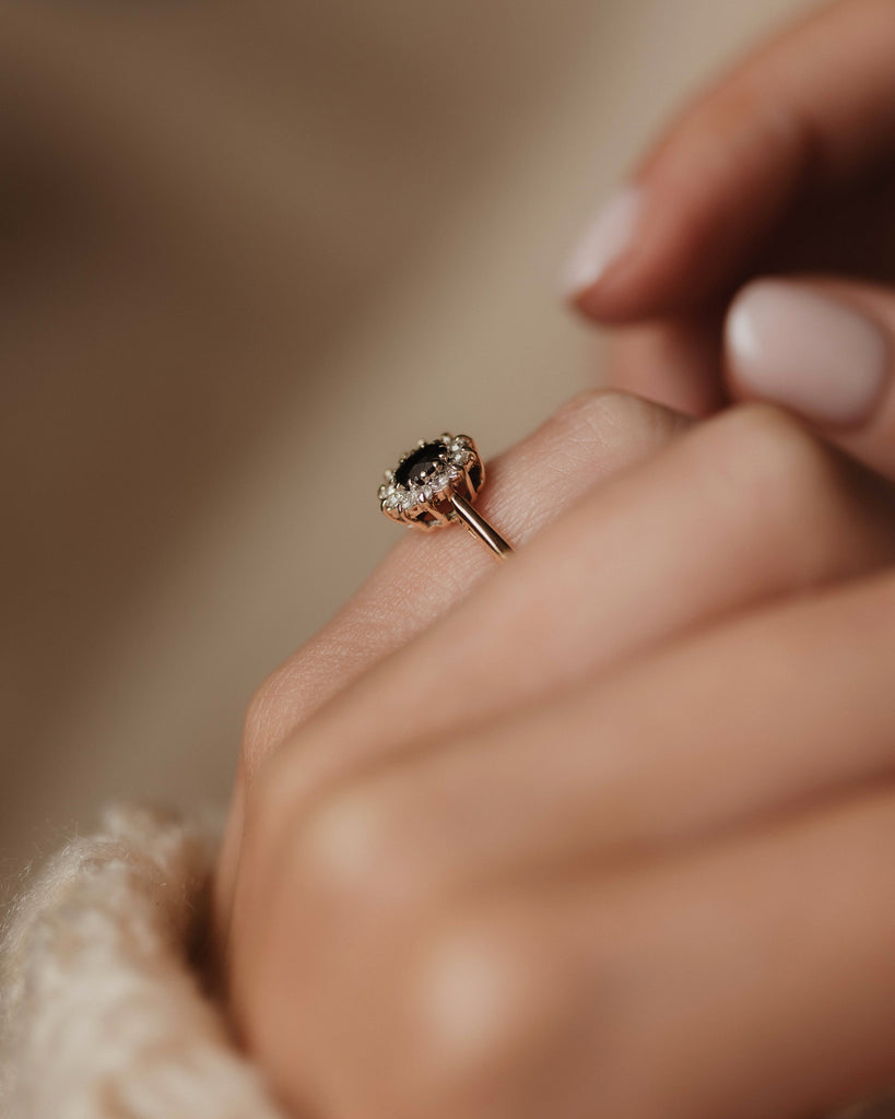 Leonie 1981 Vintage 9ct Gold Sapphire & Diamond Cluster Ring
