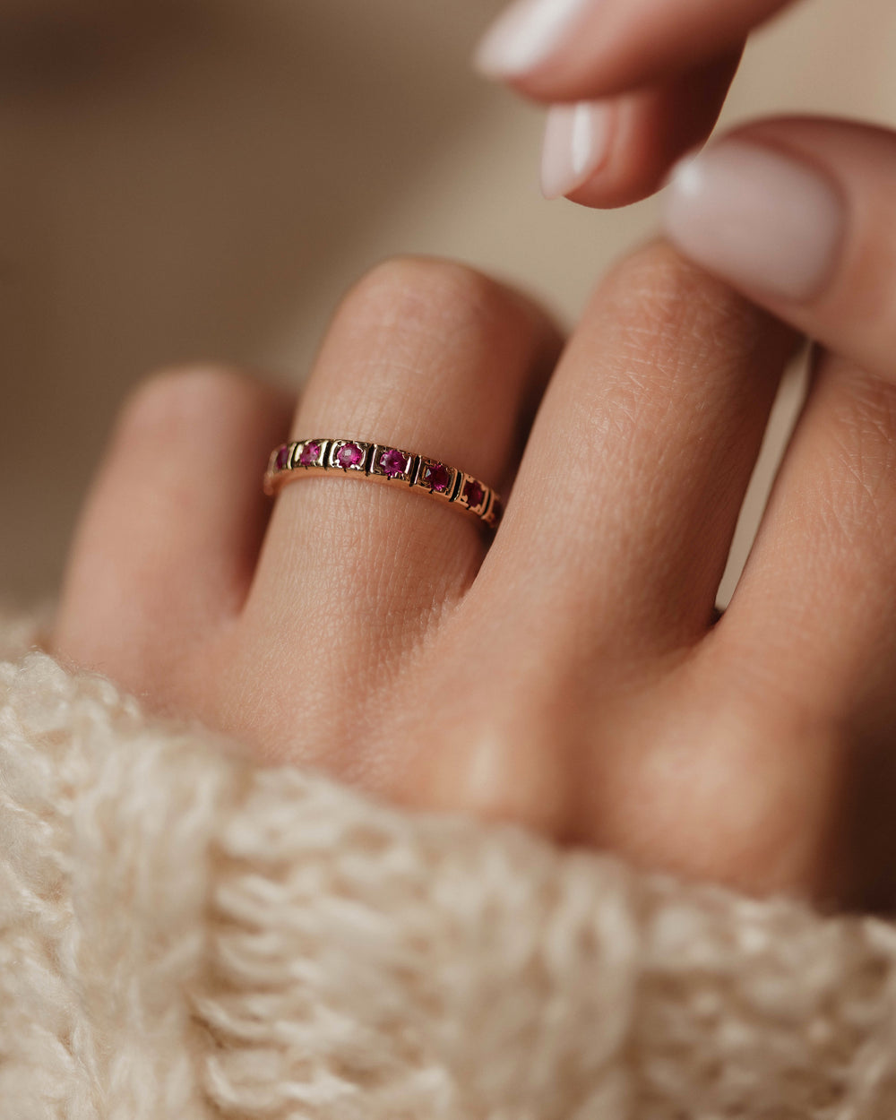 Renata Vintage 9ct Gold Ruby Full Eternity Ring