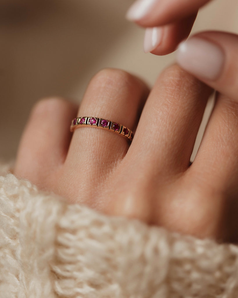 Renata Vintage 9ct Gold Ruby Full Eternity Ring