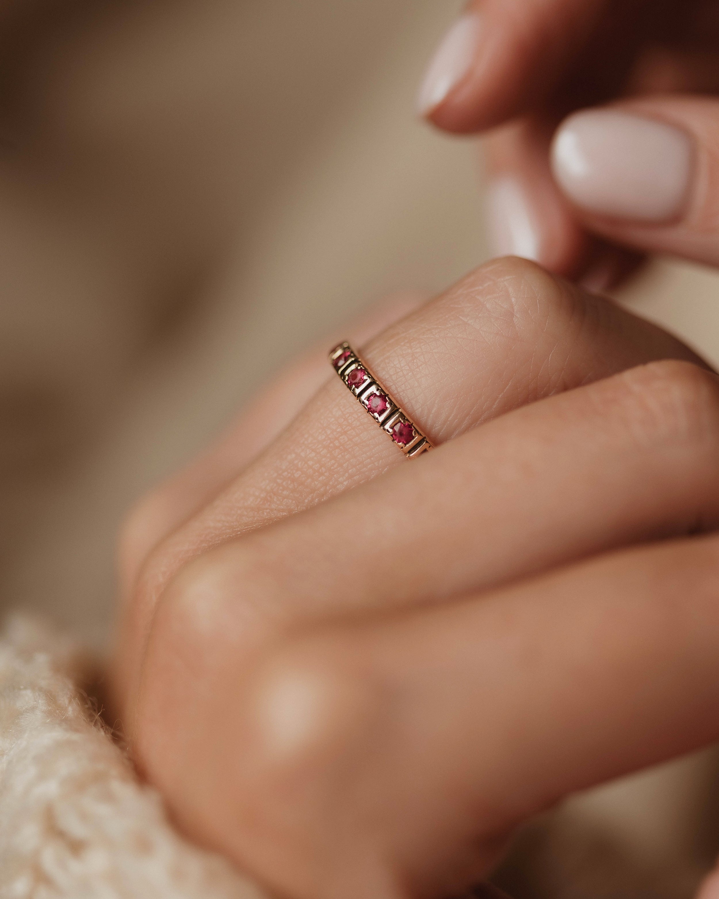 Renata Vintage 9ct Gold Ruby Full Eternity Ring