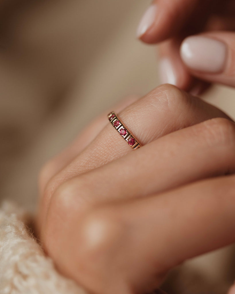 Renata Vintage 9ct Gold Ruby Full Eternity Ring