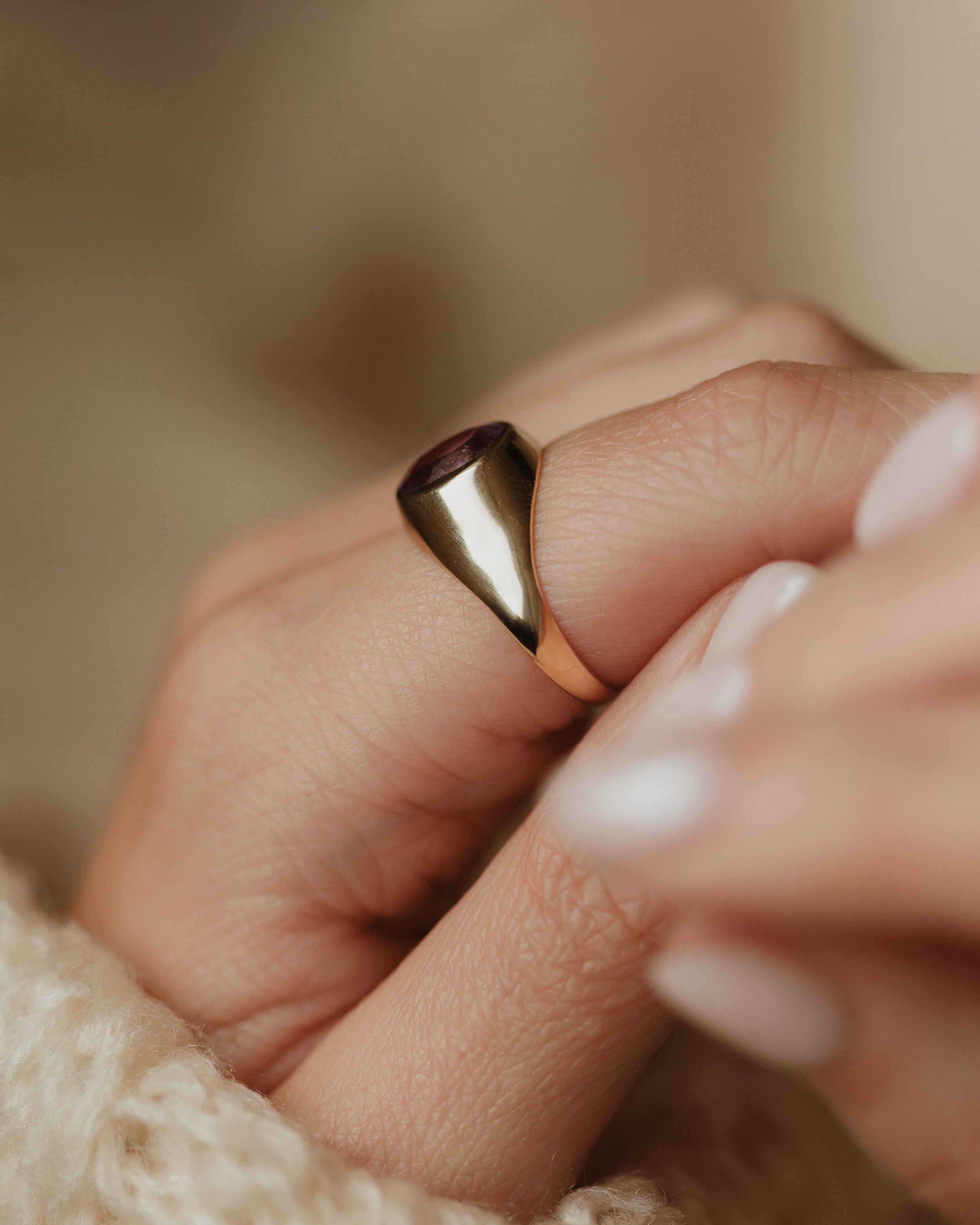 Marise 1970 Vintage 9ct Gold Amethyst Single Stone Signet Ring