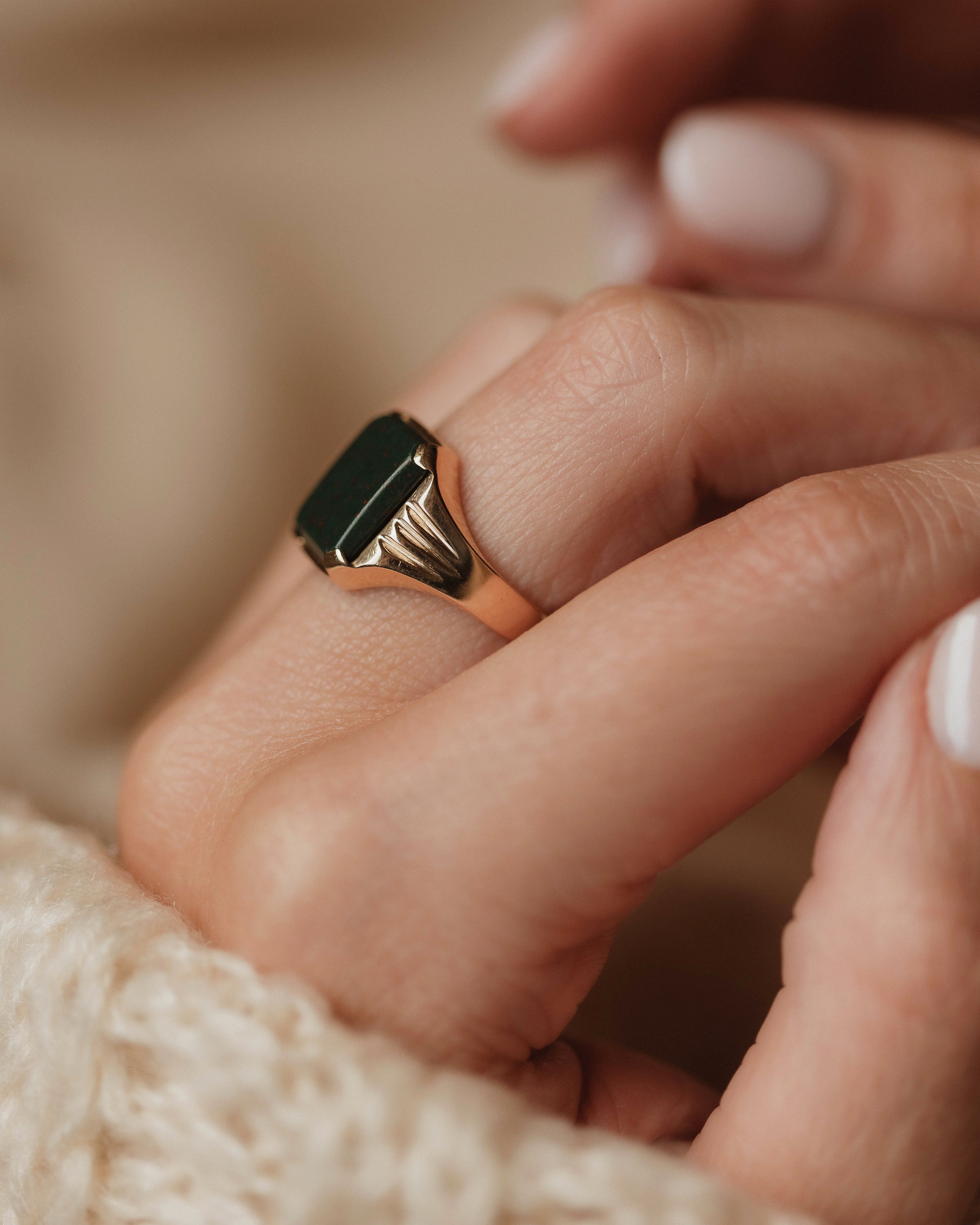 Clare 1968 Vintage 9ct Gold Bloodstone Signet Ring