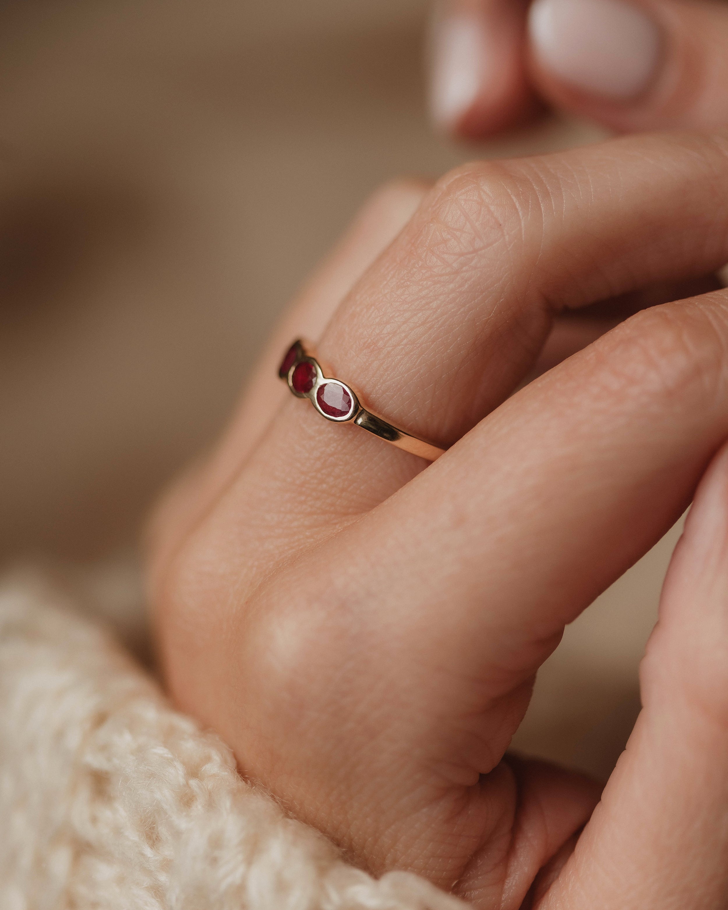 Molly Vintage 9ct Gold Ruby Four Stone Ring