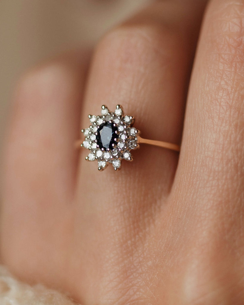 Anne Vintage 9ct Gold Sapphire & Diamond Cluster Ring