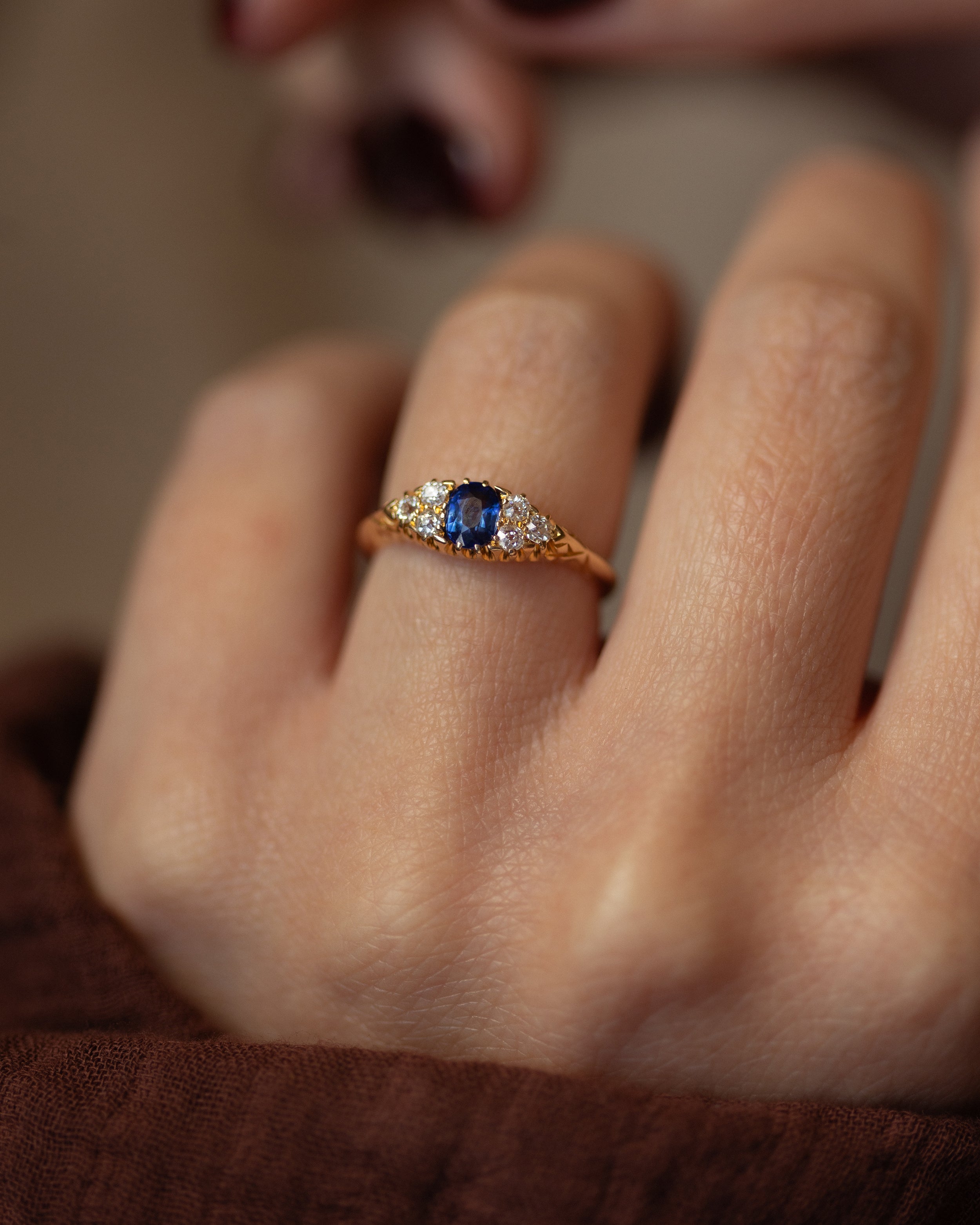 Image of Constance 1902 Antique 18ct Gold Sapphire & Diamond Seven Stone Ring
