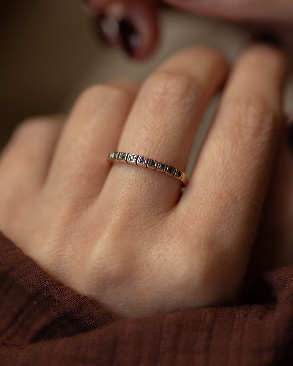 Maria 1970 Vintage 9ct Gold Sapphire Half Eternity Ring