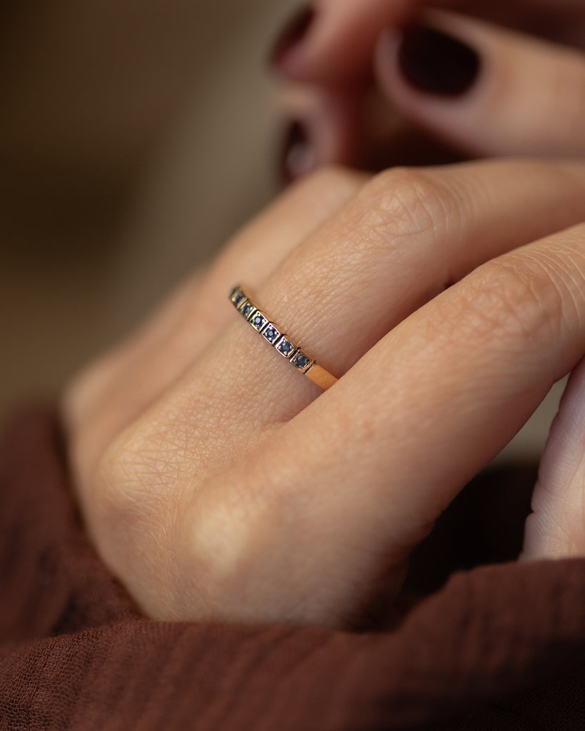 Maria 1970 Vintage 9ct Gold Sapphire Half Eternity Ring