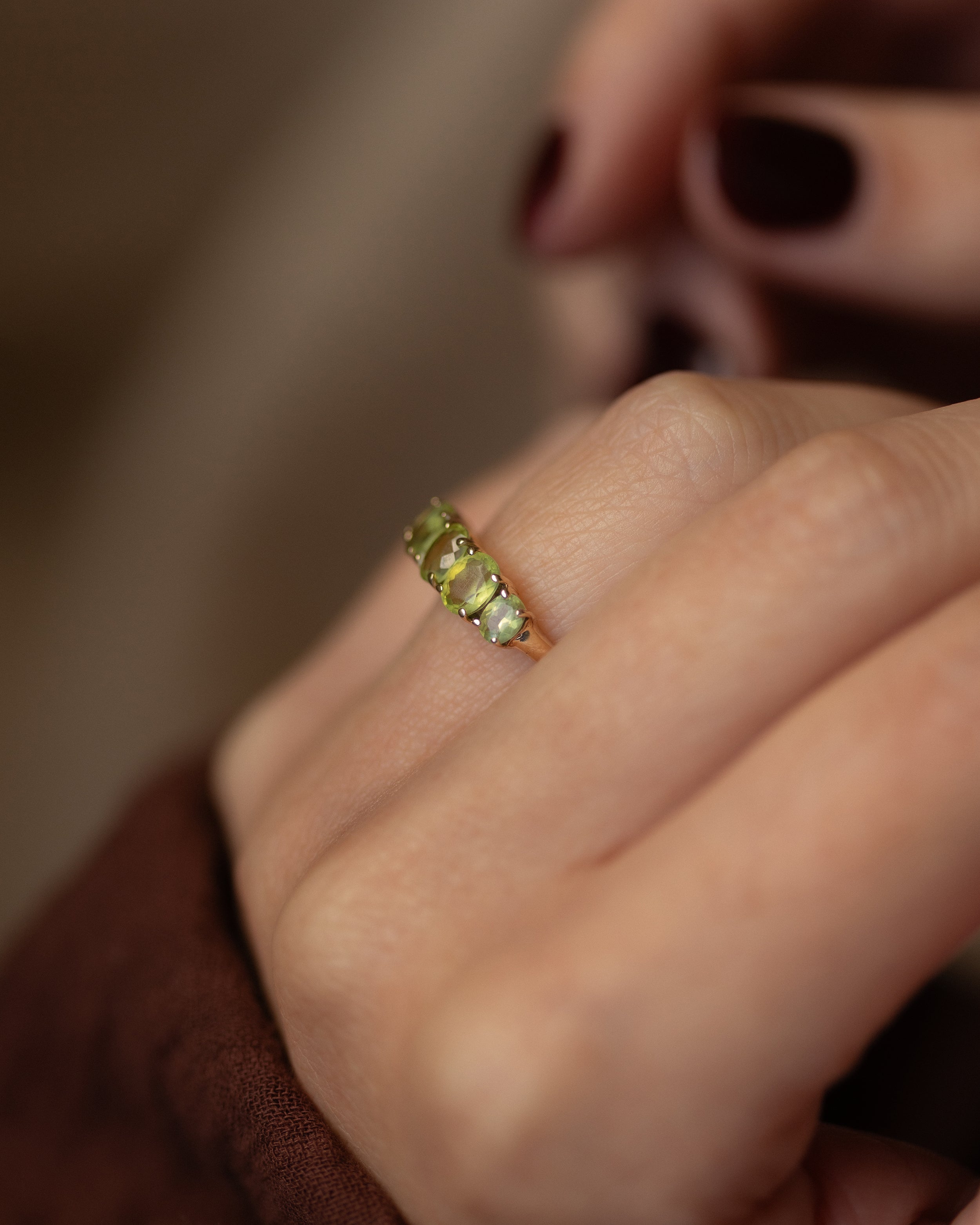 Belinda Vintage 9ct Gold Five Stone Peridot Ring