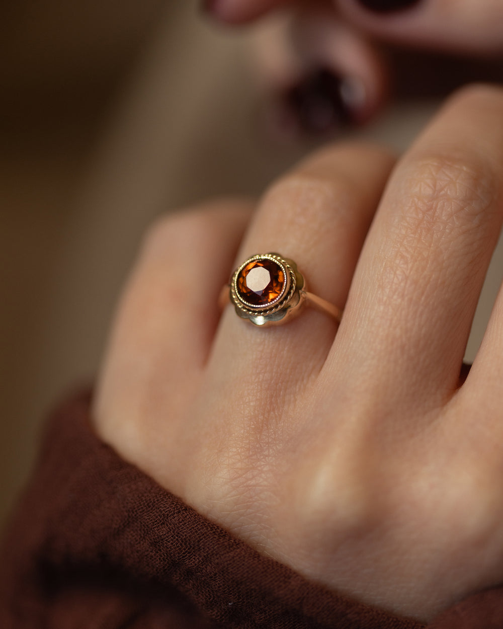 Marinette 1967 Vintage 9ct Gold Citrine Single Stone Ring