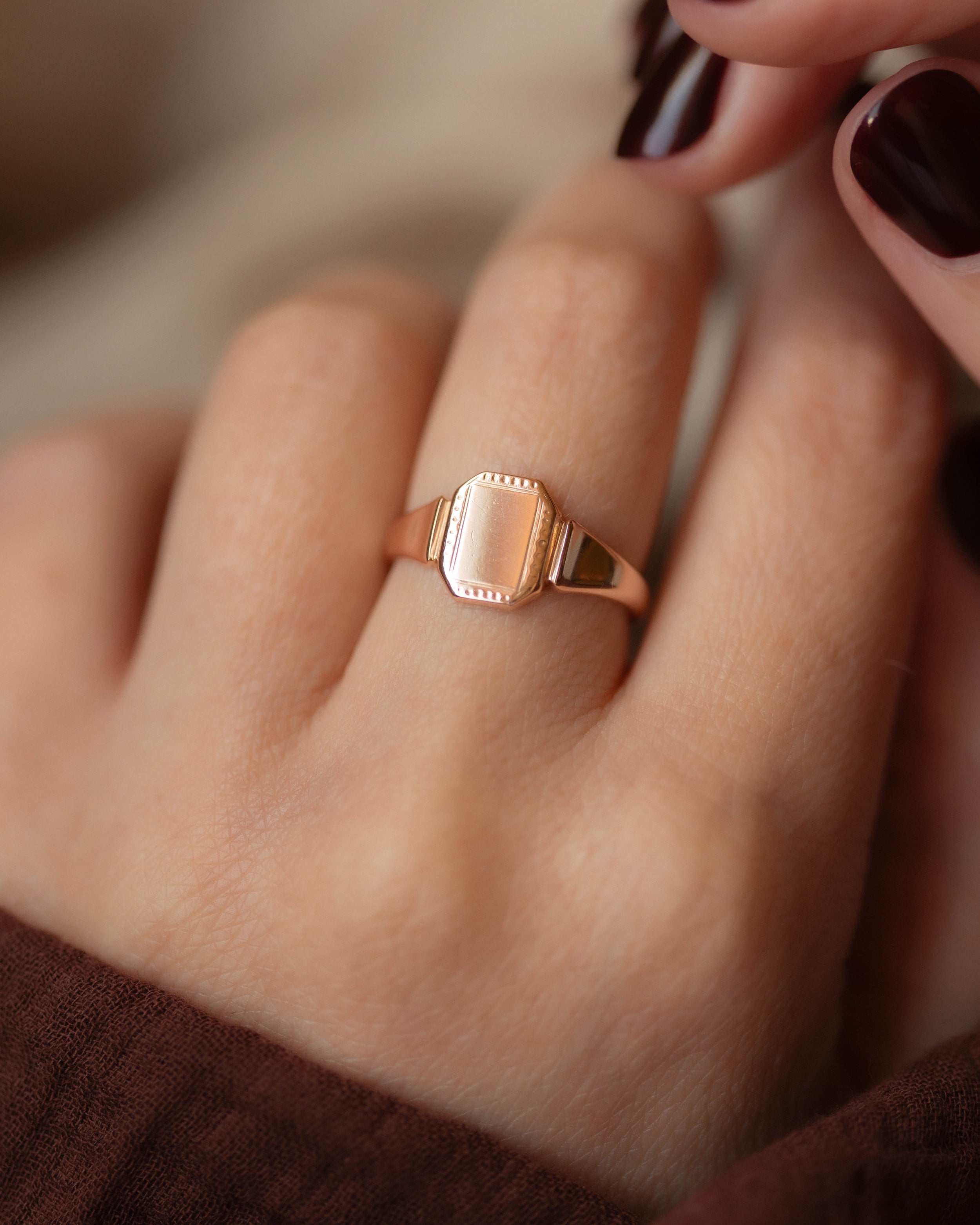 Delphine 1944 Vintage 9ct Gold Octagonal Signet Ring