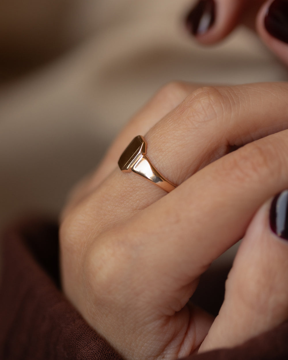 Delphine 1944 Vintage 9ct Gold Octagonal Signet Ring