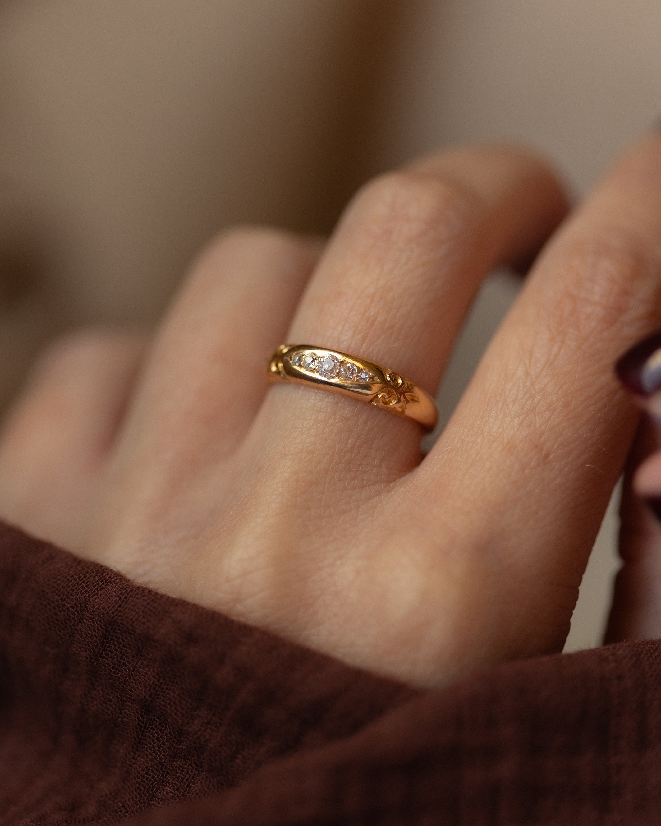 Image of Cosima 1893 Antique Victorian 18ct Gold Diamond Five Stone Ring