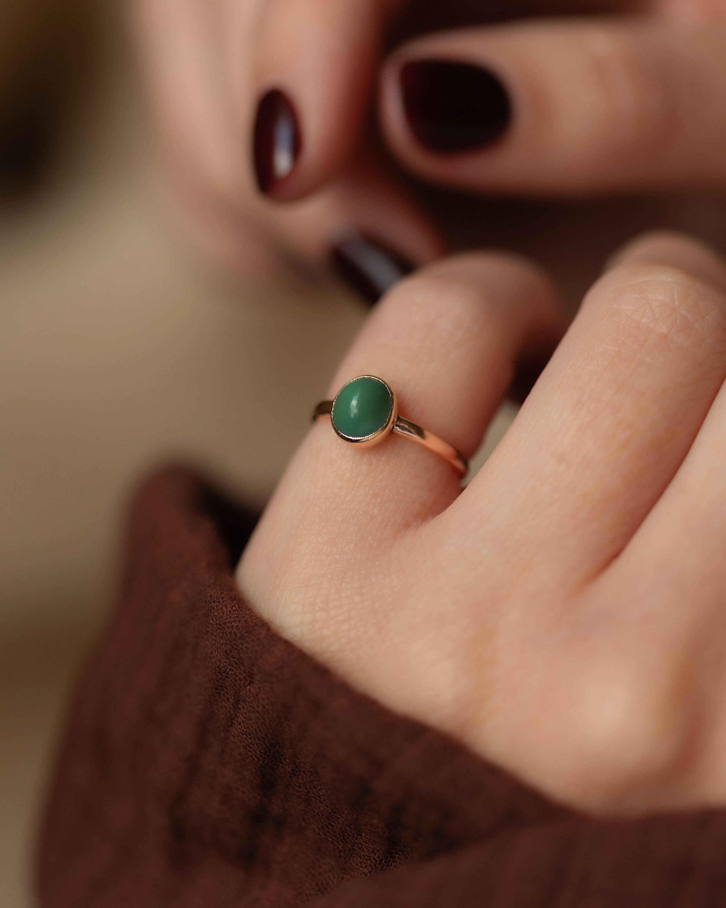 Image of Dorothea Antique 9ct Gold Single Stone Turquoise Ring