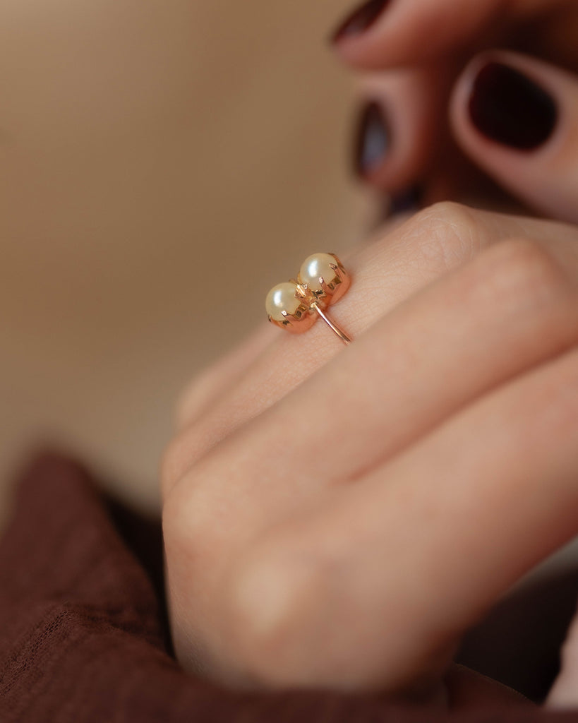 Violetta Vintage 9ct Gold Pearl Toi Et Moi Ring