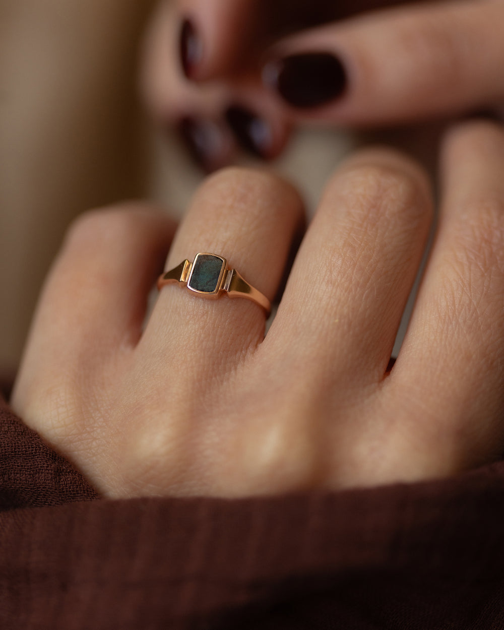 Rafaela 1922 Antique 9ct Gold Bloodstone Single Stone Ring