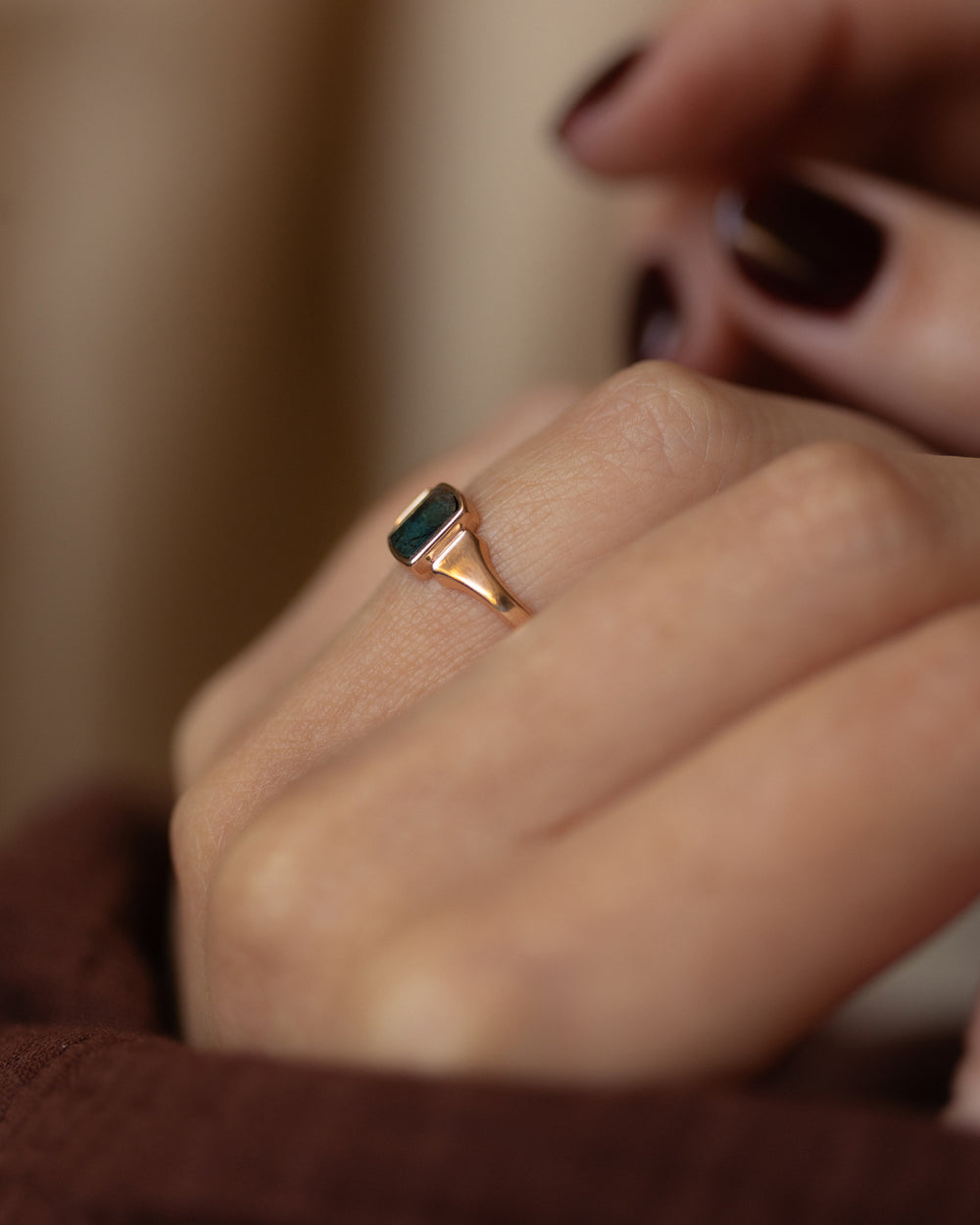 Rafaela 1922 Antique 9ct Gold Bloodstone Single Stone Ring