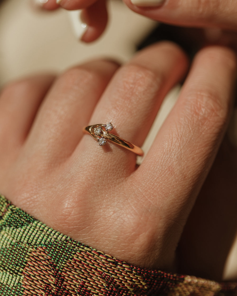 Penny 1987 Vintage 9ct Gold Diamond Trilogy Ring