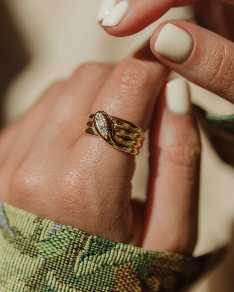 Selina 1960 Vintage 9ct Gold Ruby & Paste Snake Ring