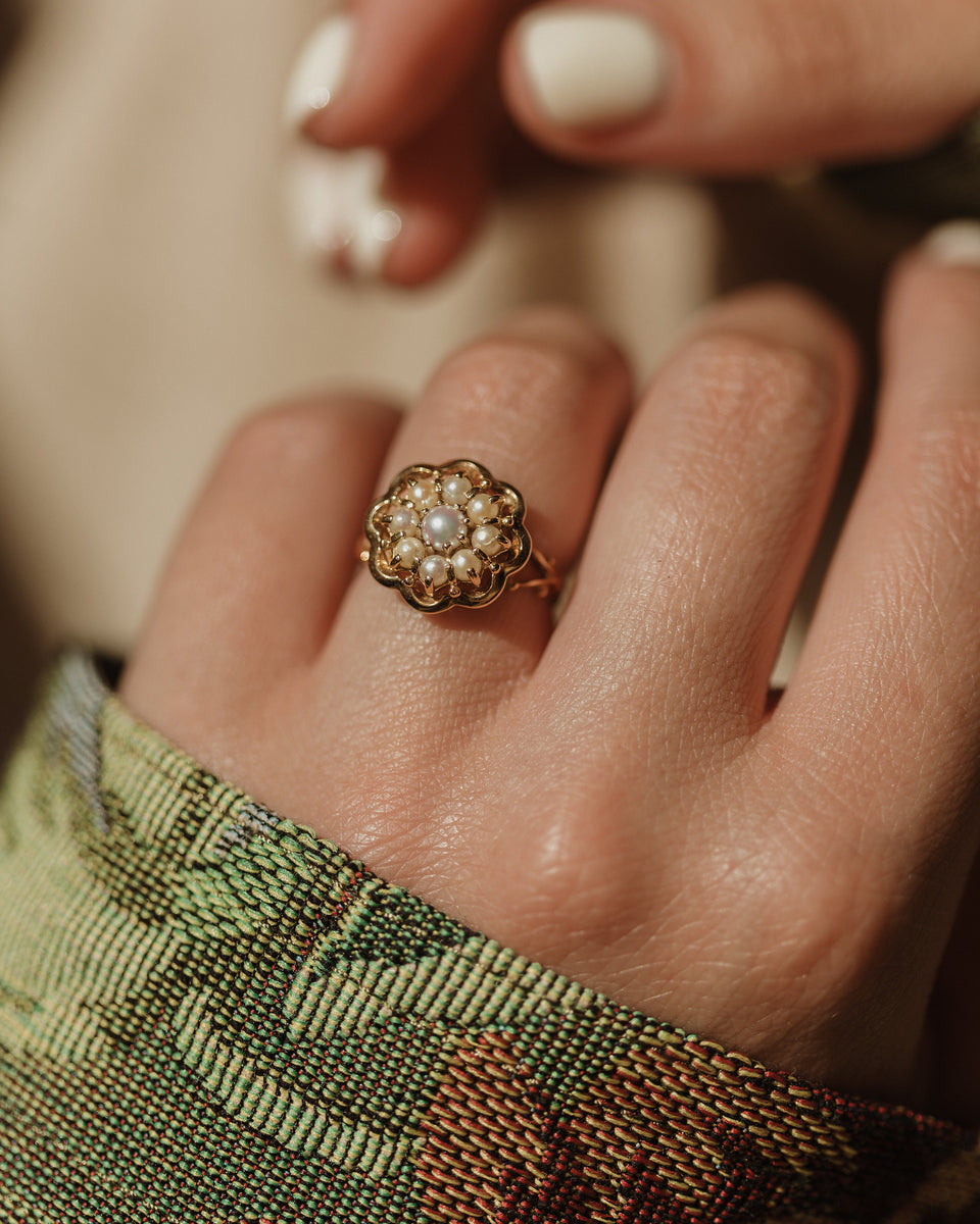 Alberta 1959 Vintage 9ct Gold Pearl Cluster Ring | Rock n Rose
