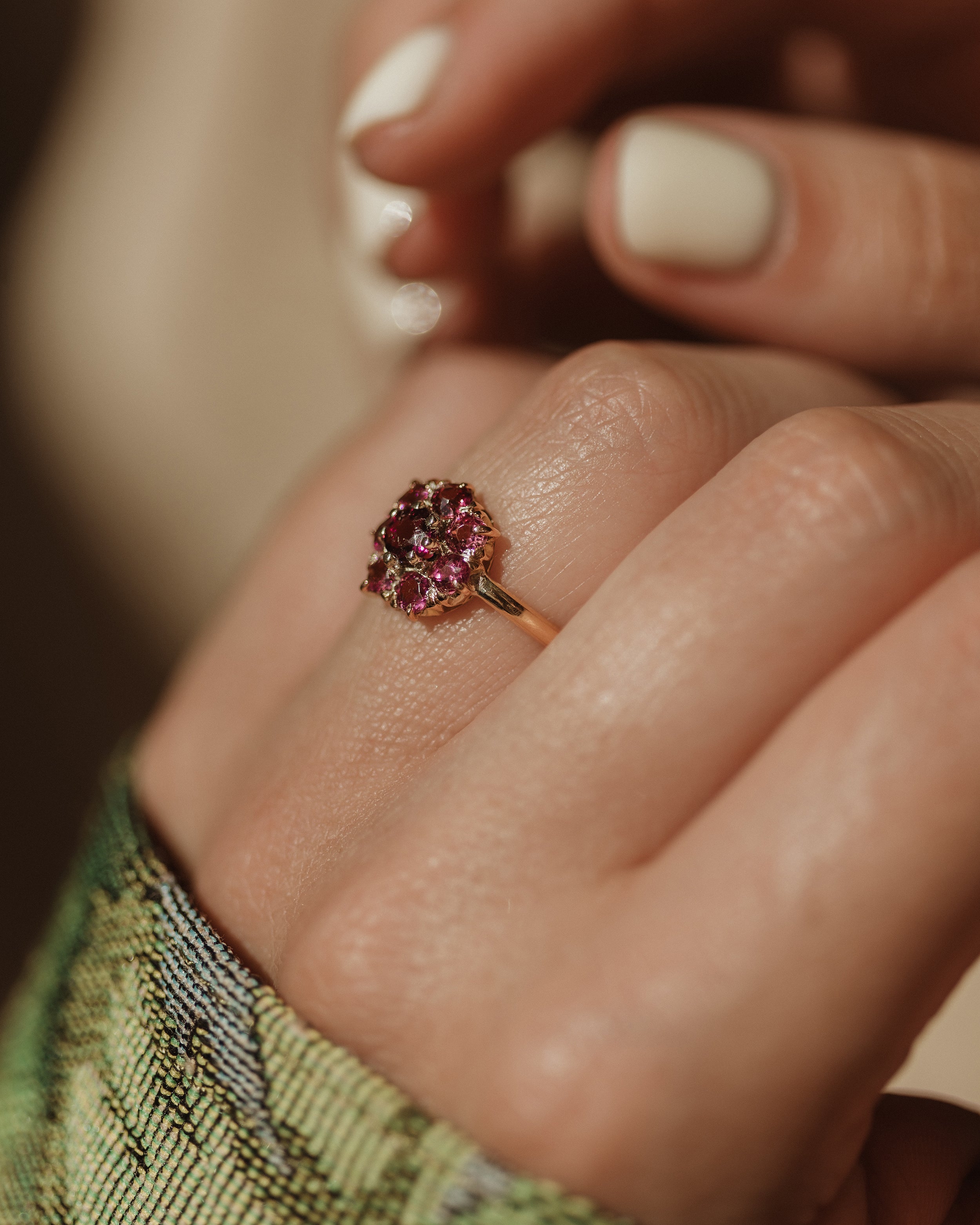 Beth Antique 9ct Gold Almandine Garnet Cluster Ring