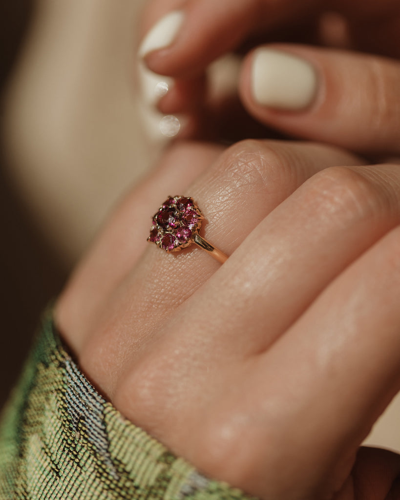 Beth Antique 9ct Gold Almandine Garnet Cluster Ring