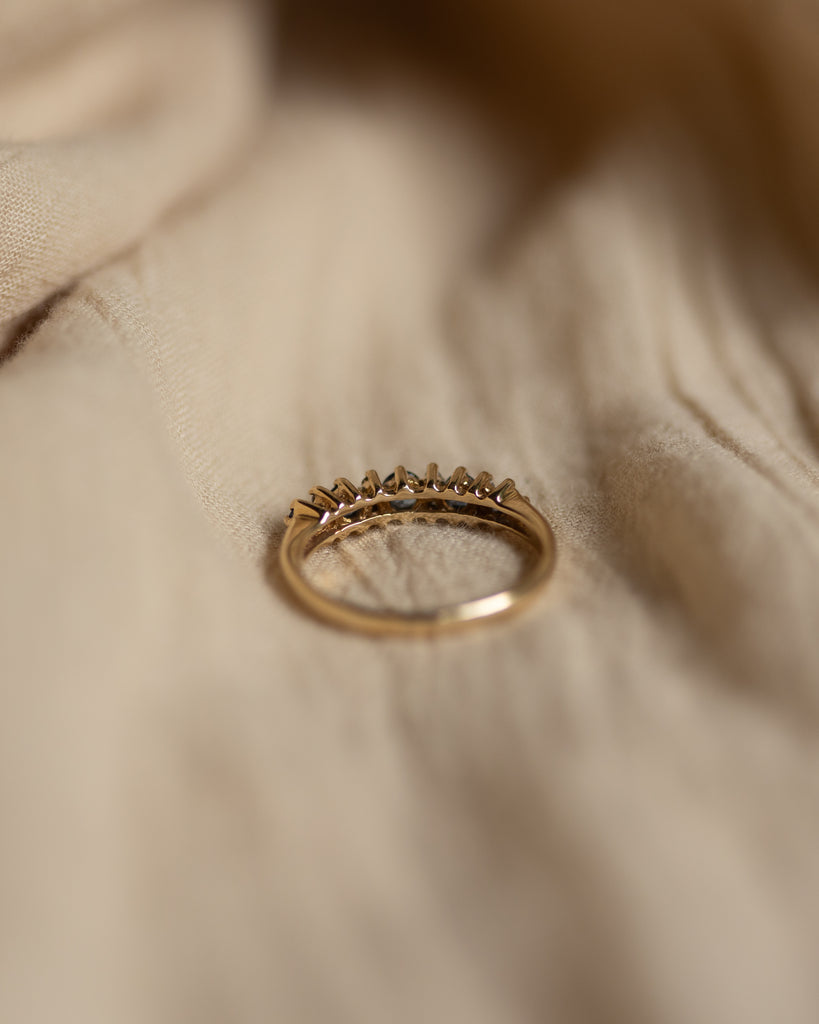 Elsie Vintage 9ct Gold Sapphire & Diamond Half Eternity Ring