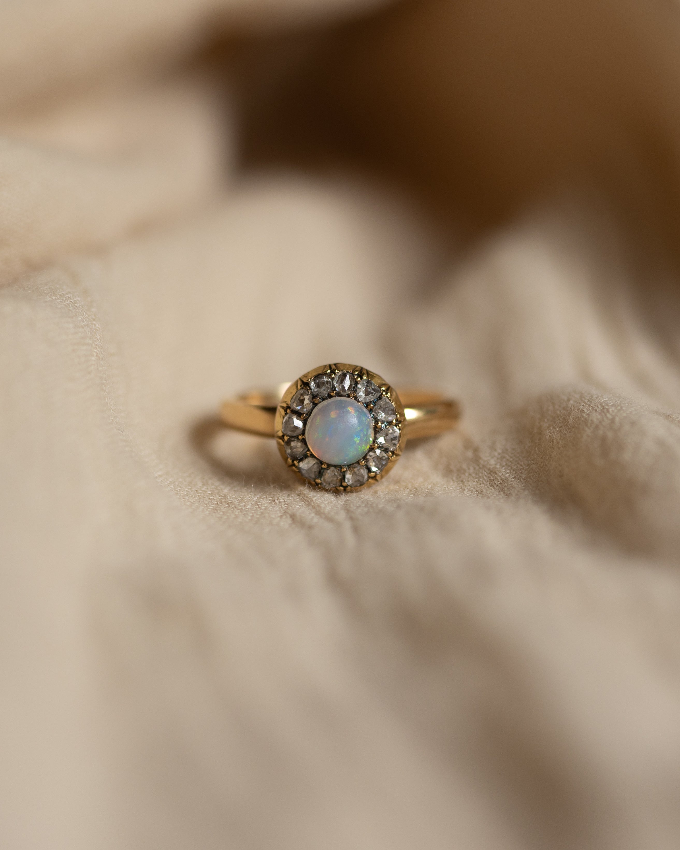 Leonora Antique 18ct Gold Opal & Diamond Cluster Ring