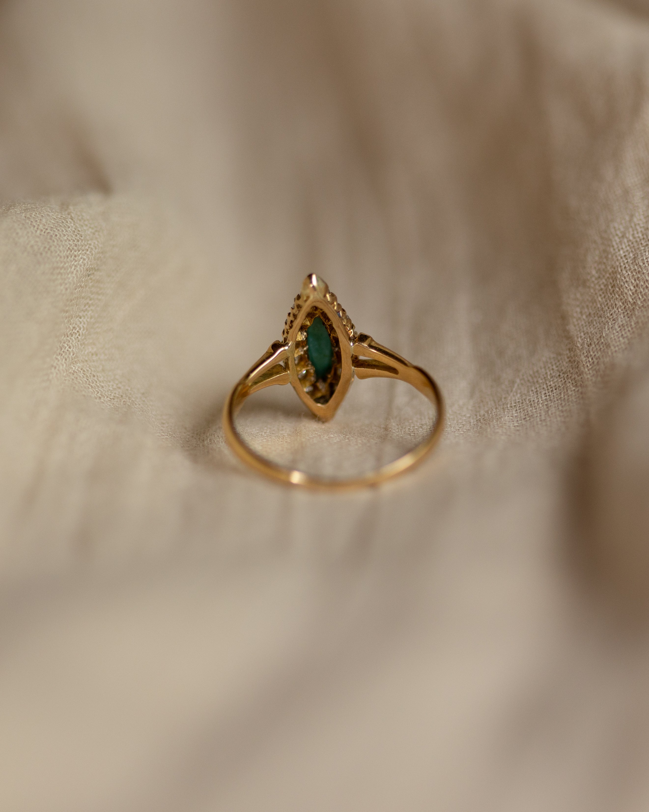 Corrine Antique 18ct Gold Turquoise & Diamond Marquise Cluster Ring