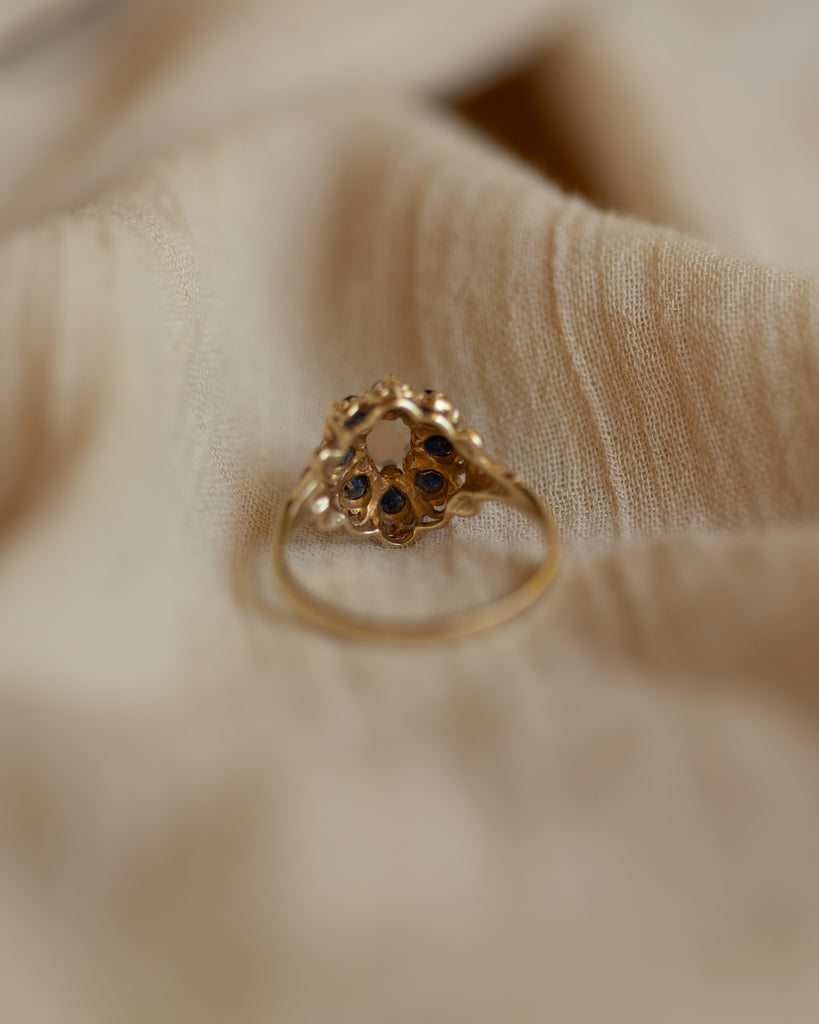 Annie 1973 Vintage 9ct Gold Opal & Sapphire Cluster Ring