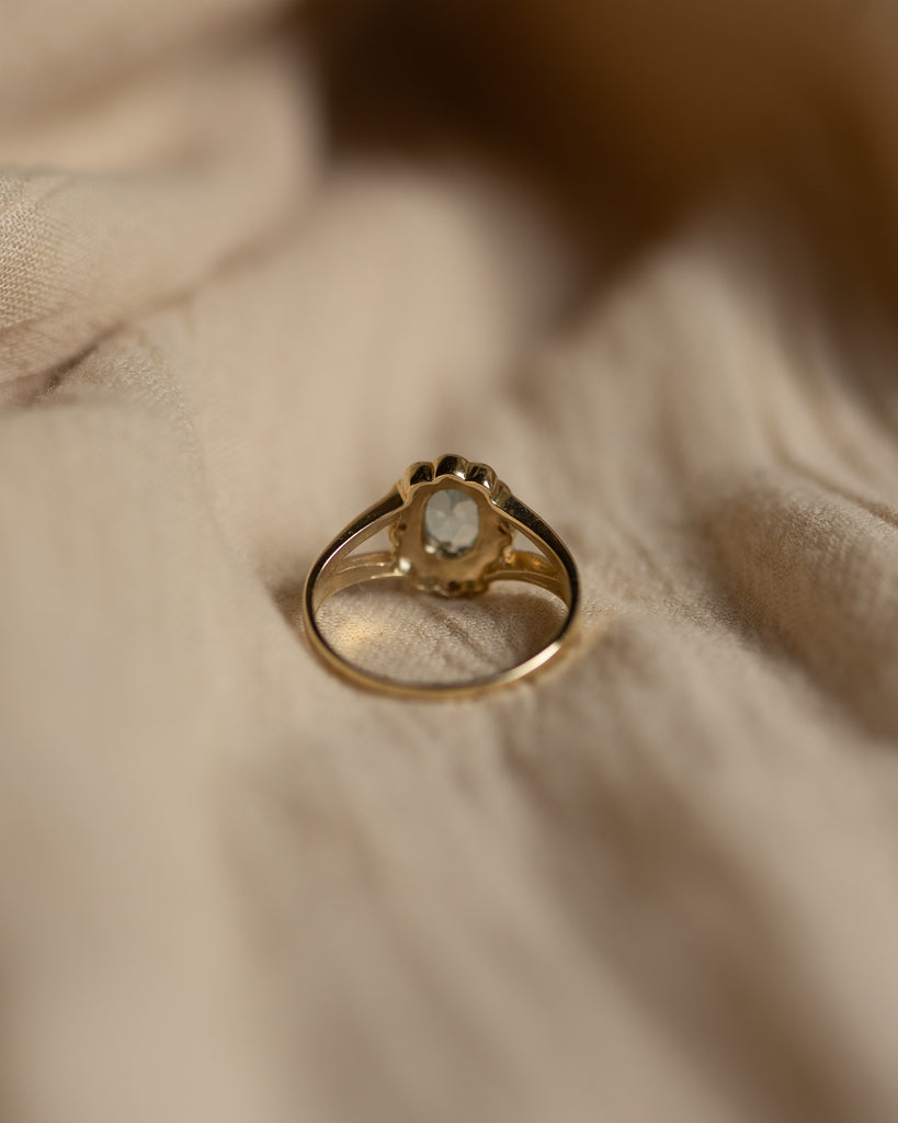 Georgiana Vintage 9ct Gold Topaz & Diamond Cluster Ring