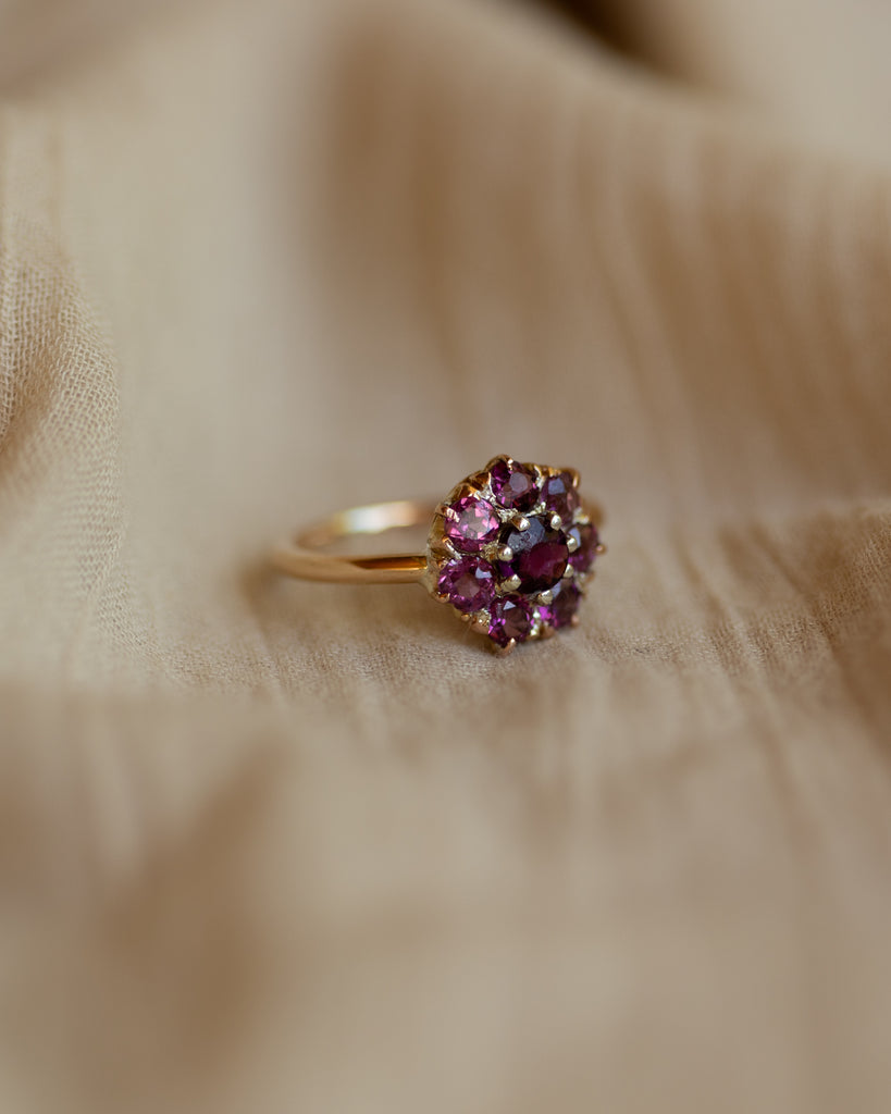 Beth Antique 9ct Gold Almandine Garnet Cluster Ring