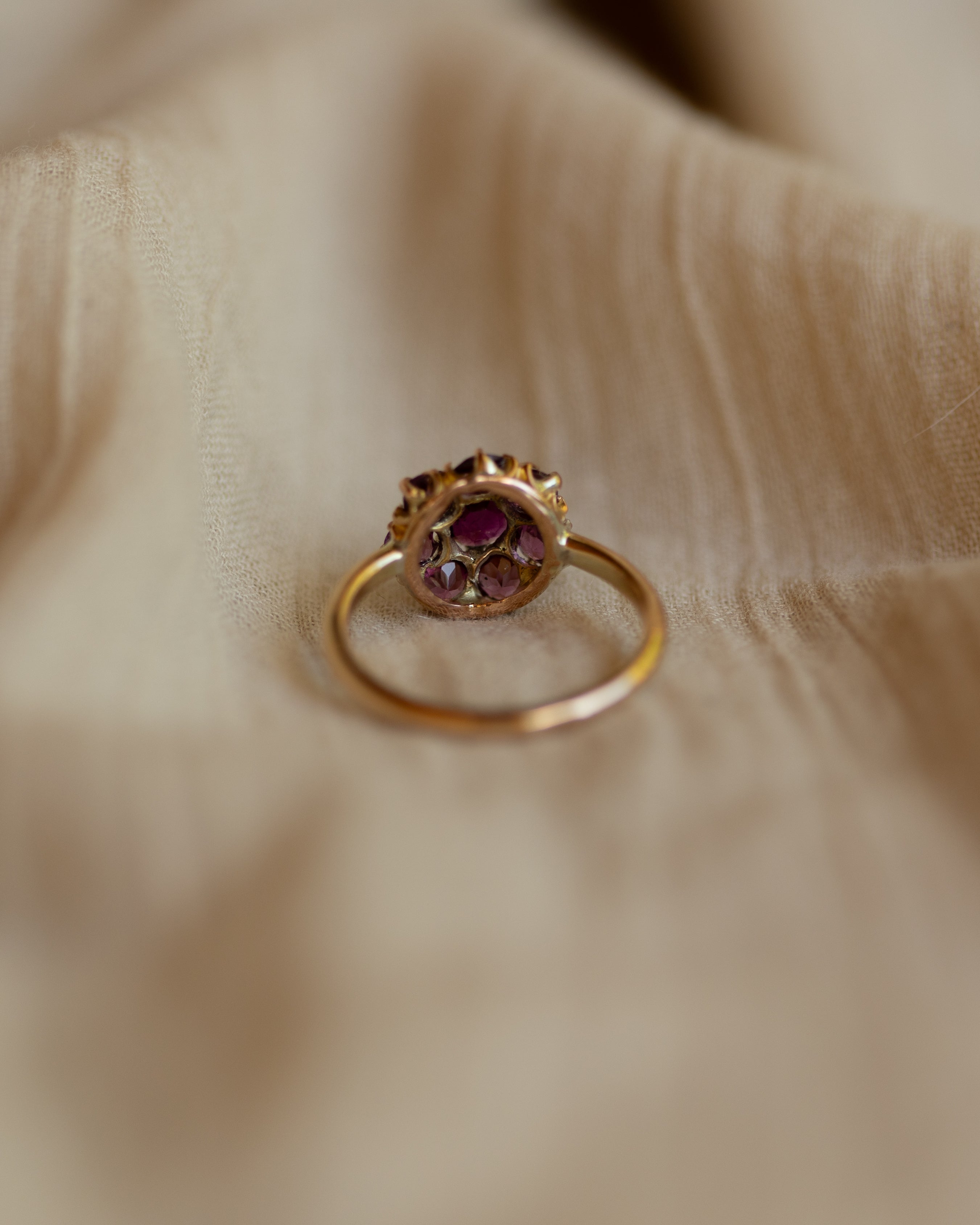 Beth Antique 9ct Gold Almandine Garnet Cluster Ring