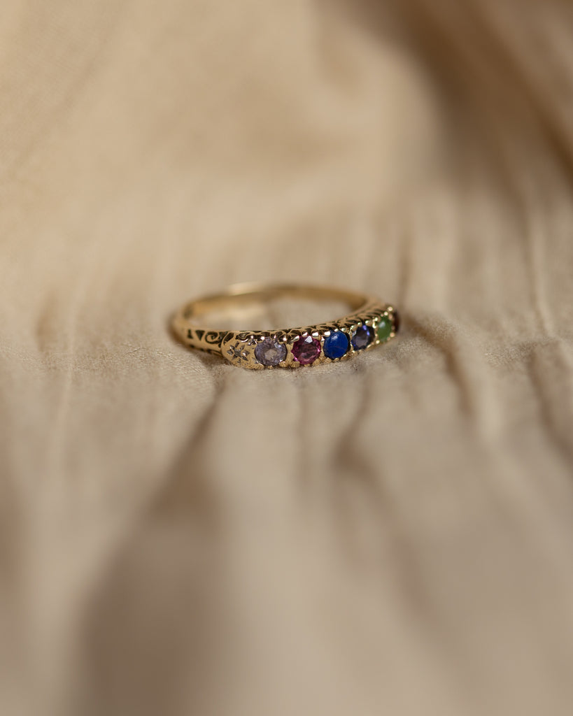 Darlene 1993 Vintage 9ct Gold Darling Acrostic Gemstone Ring