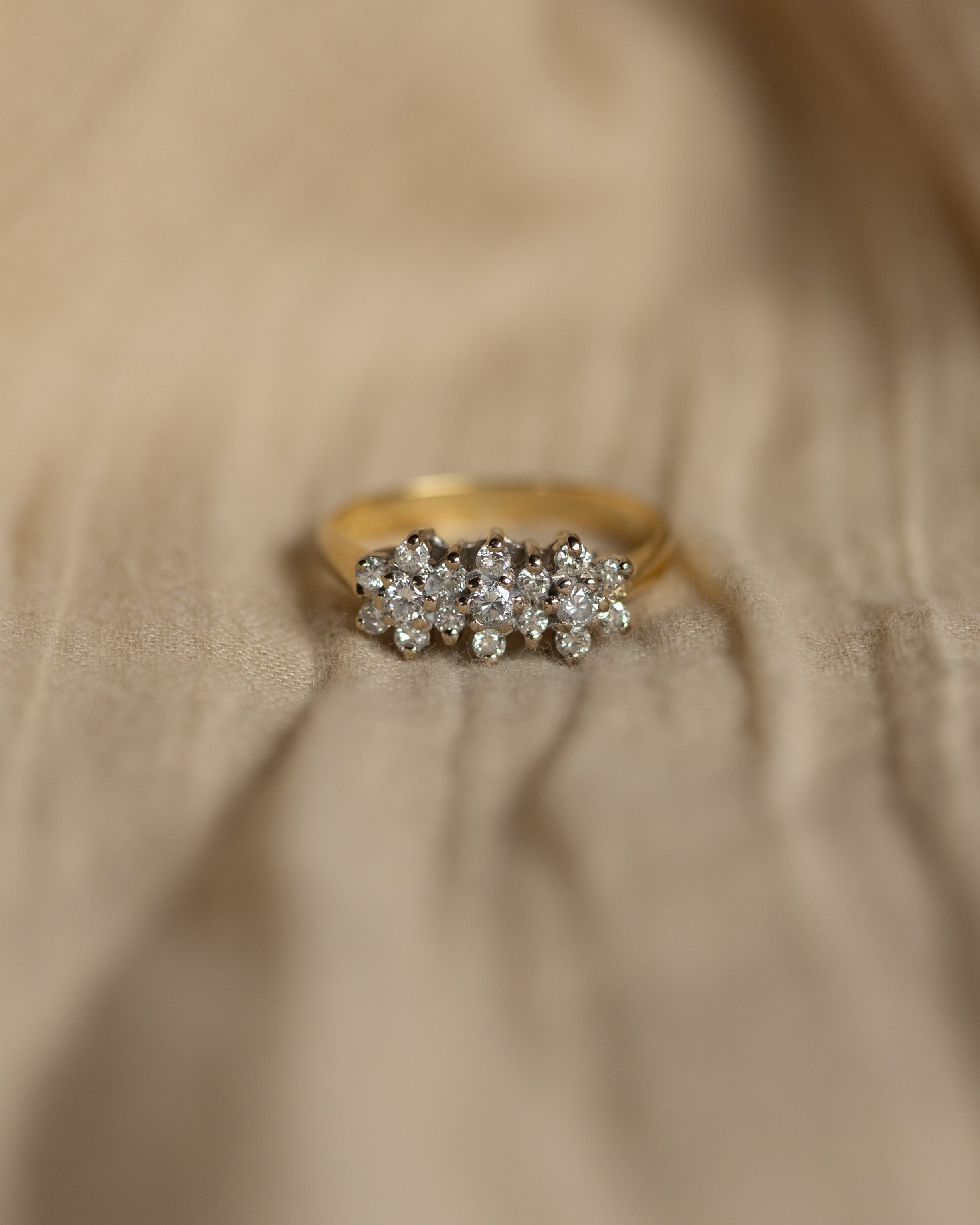 Genevieve 1988 Vintage 18ct Gold Diamond Cluster Ring