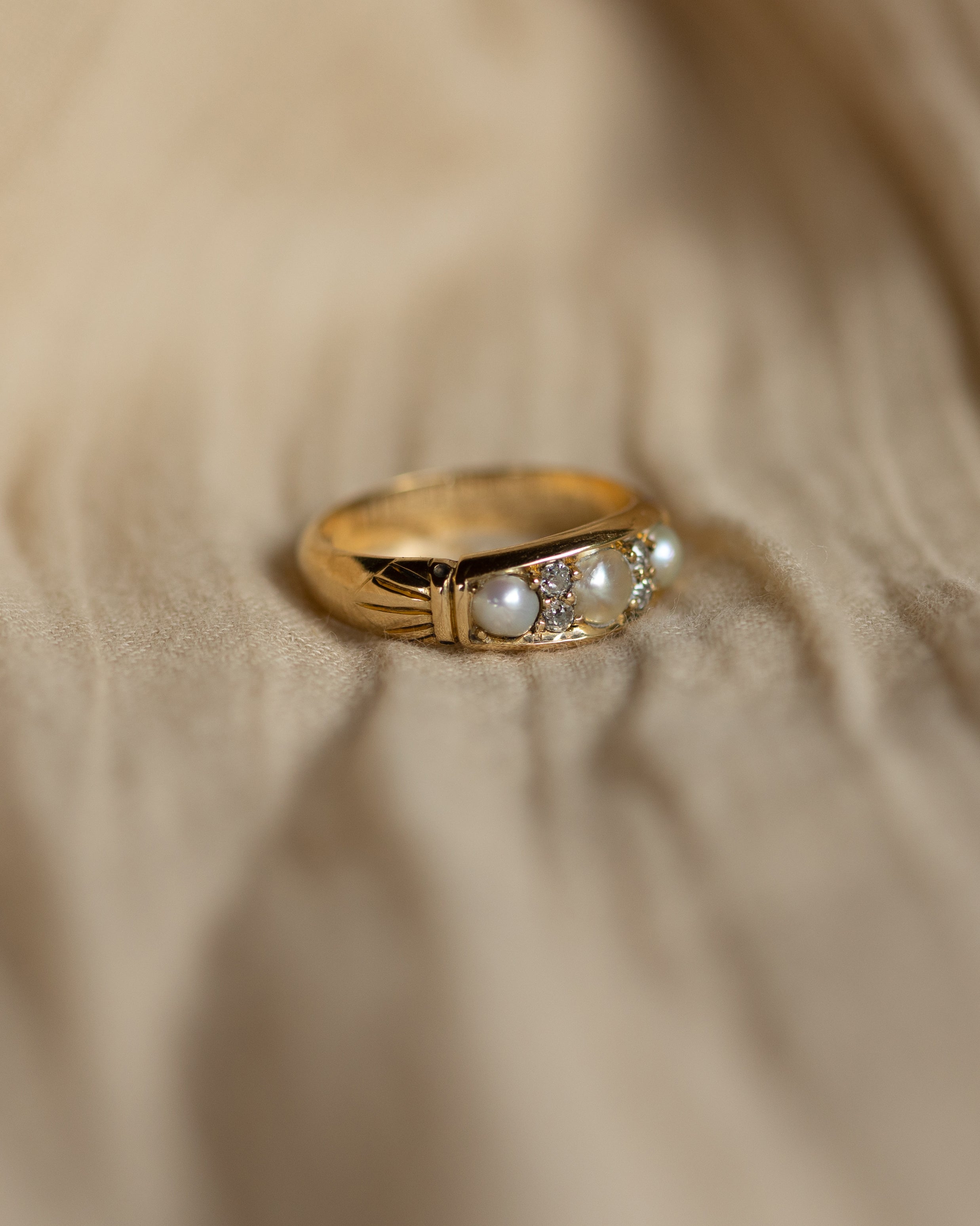 Philippa 1890 Antique Victorian 18ct Gold Pearl & Diamond Ring