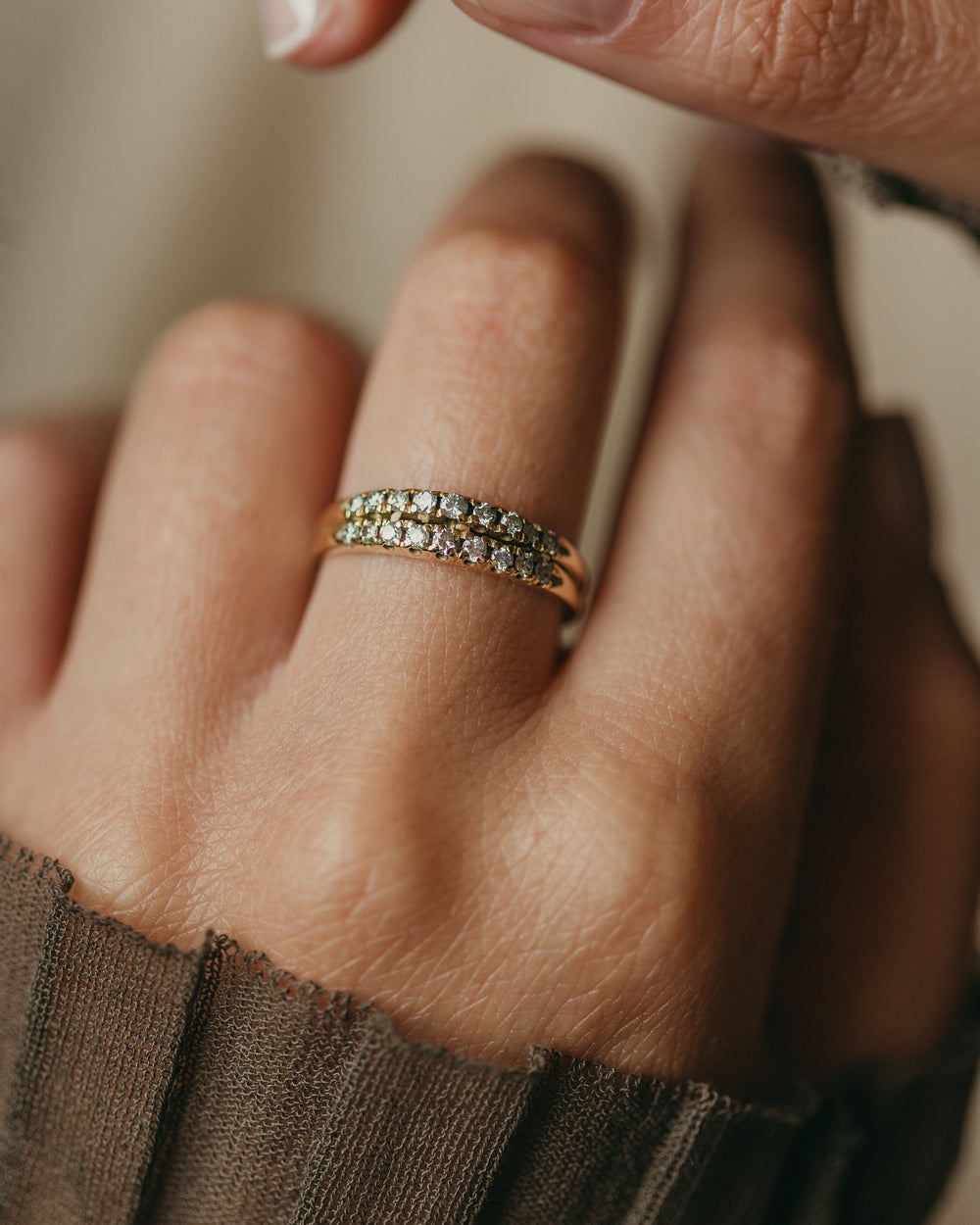 Sabine Vintage 18ct Gold Diamond Two Row Eternity Ring