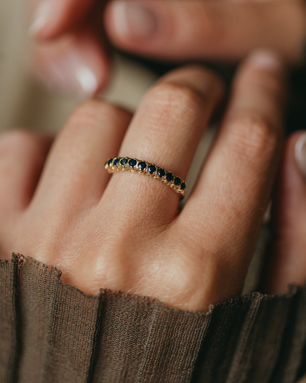 Anna 1984 Vintage 9ct Gold Sapphire Half Eternity Ring