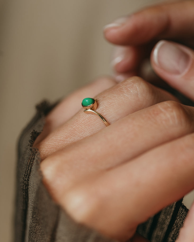 Eva 1985 Vintage 9ct Gold Turquoise Single Stone Ring