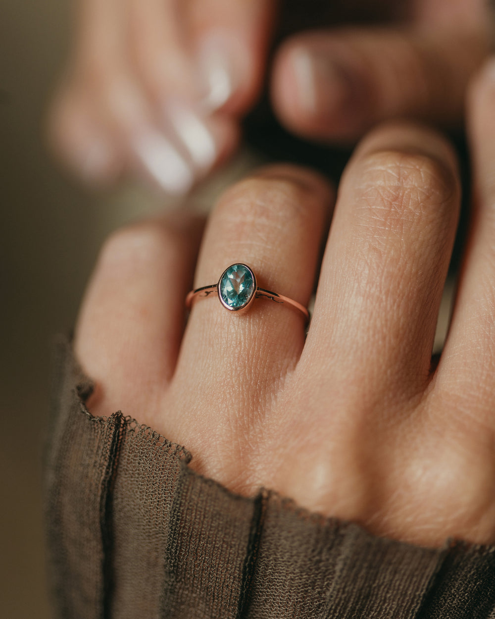 Lucille Antique 9ct Gold Aquamarine Single Stone Ring