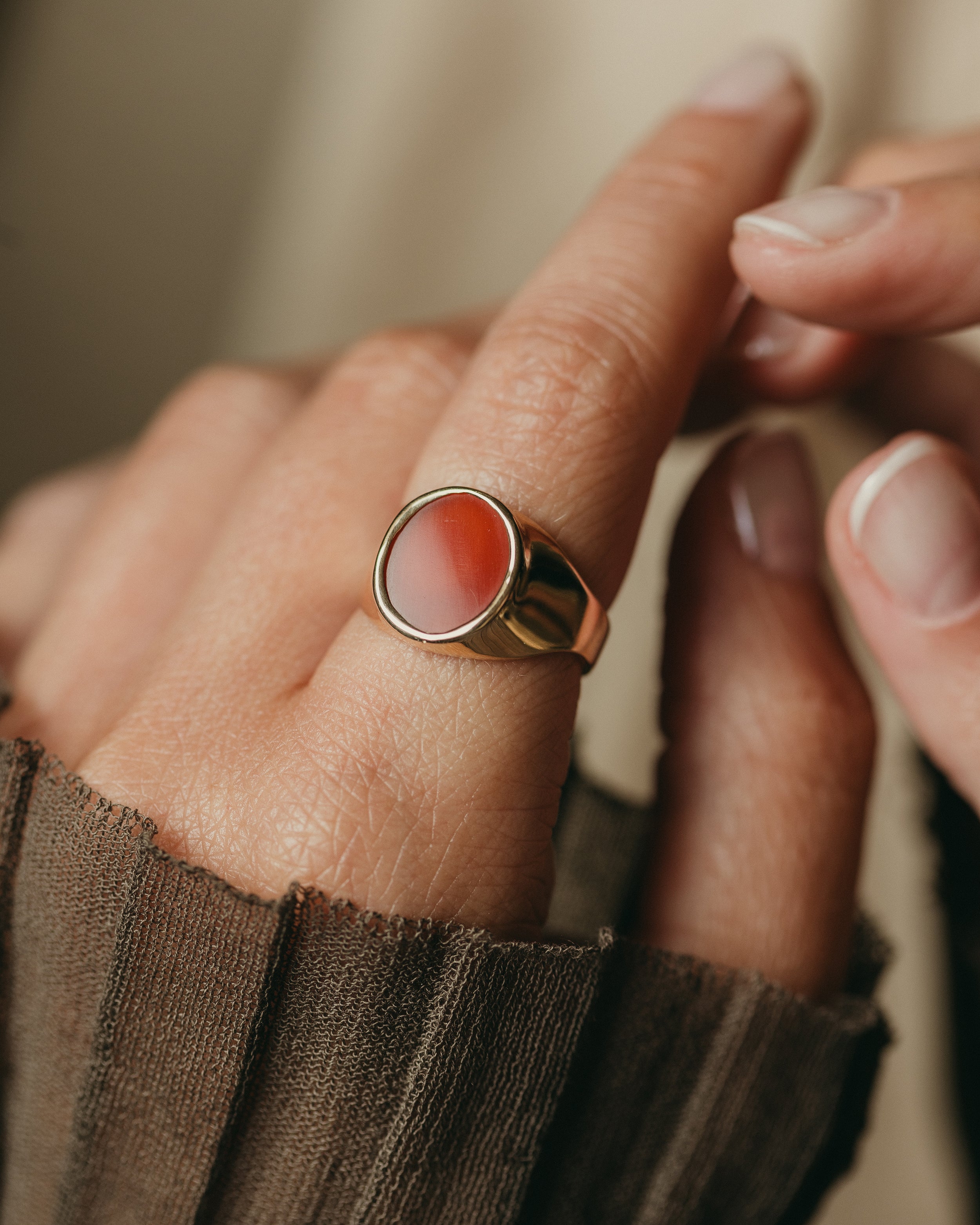 Image of Esther Vintage 9ct Gold Sardonyx Signet Ring
