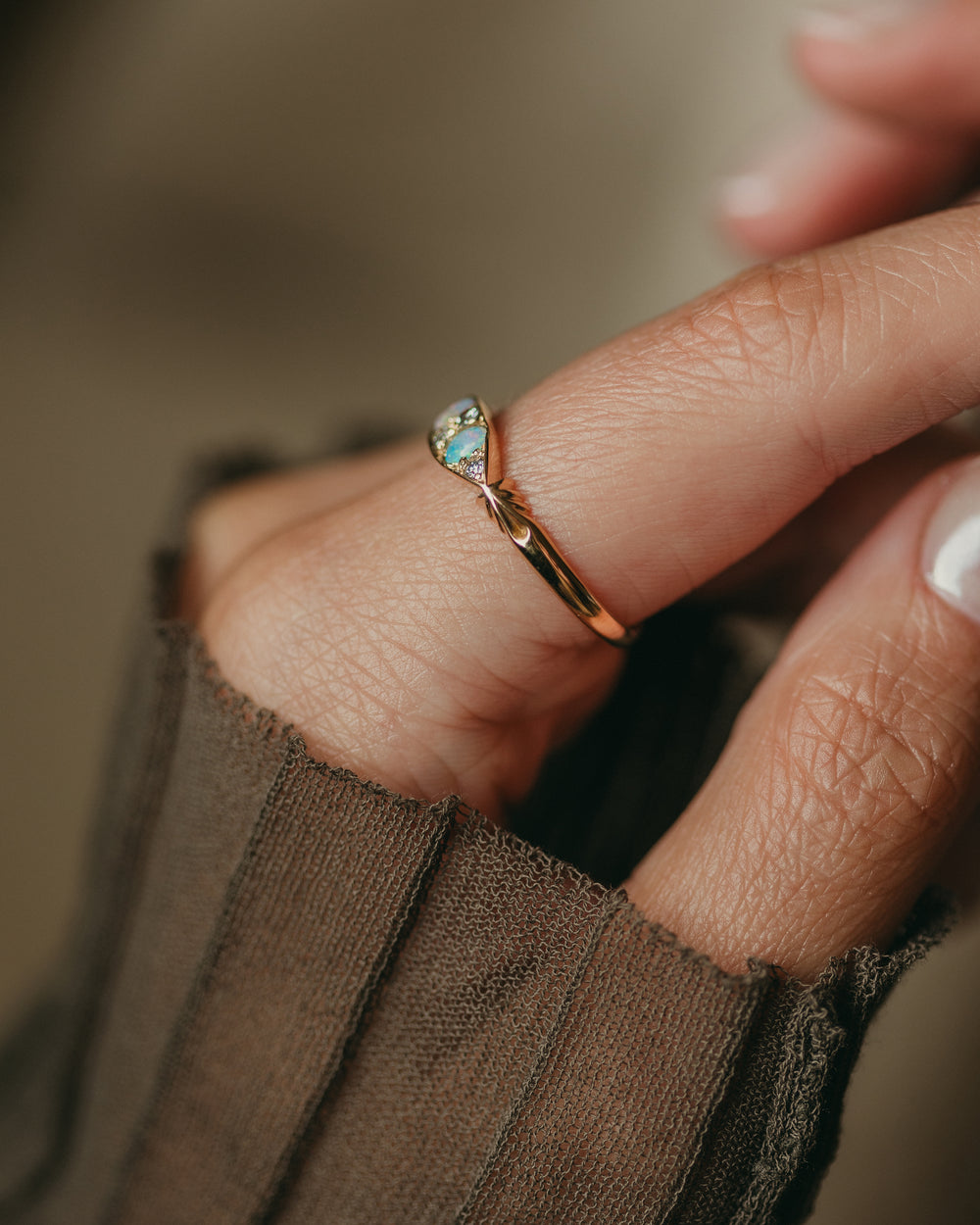 Margaux 1900 Antique 18ct Gold Opal & Diamond Six Stone Ring