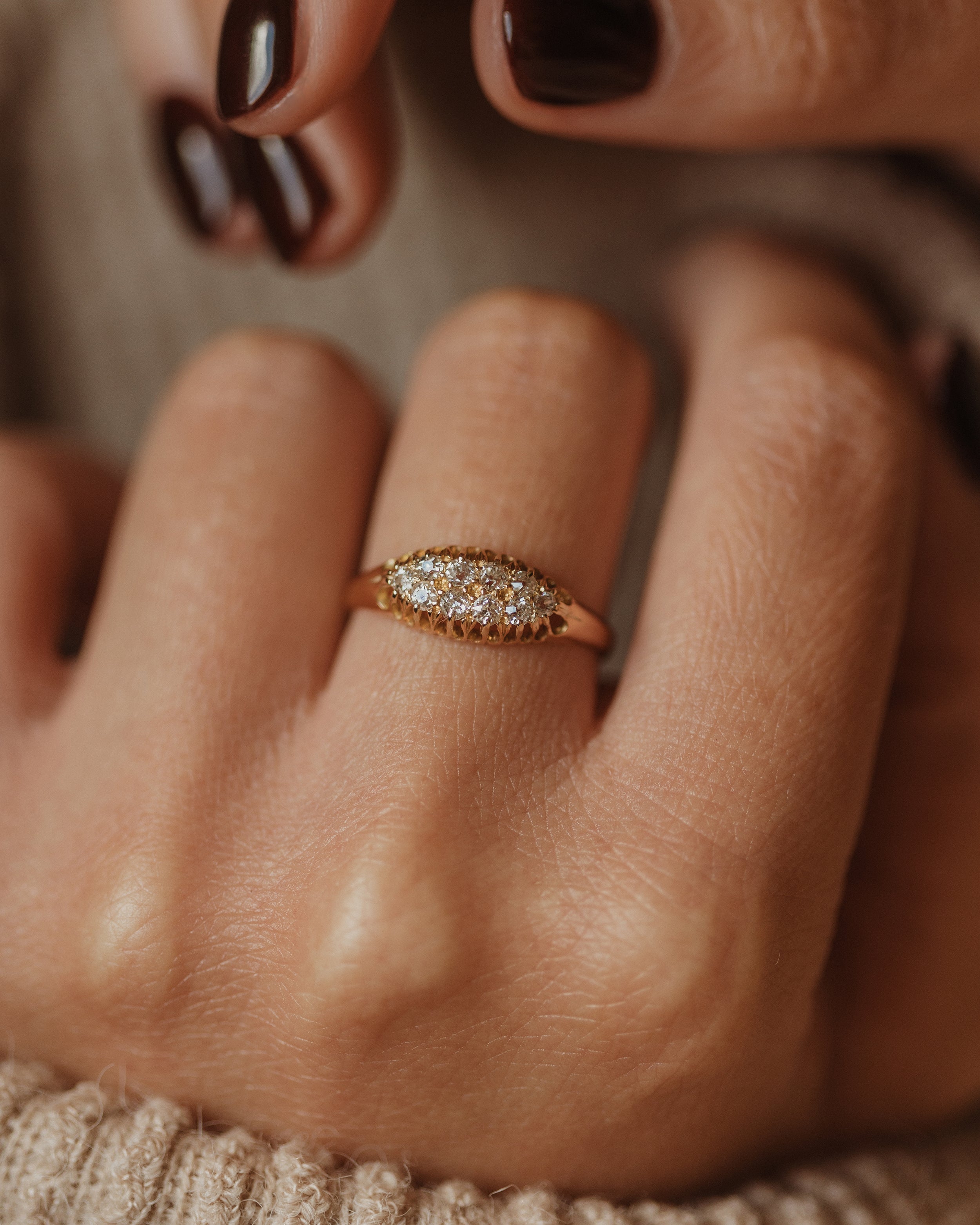 Image of Dolores 1902 Antique 18ct Gold Diamond Ten Stone Ring