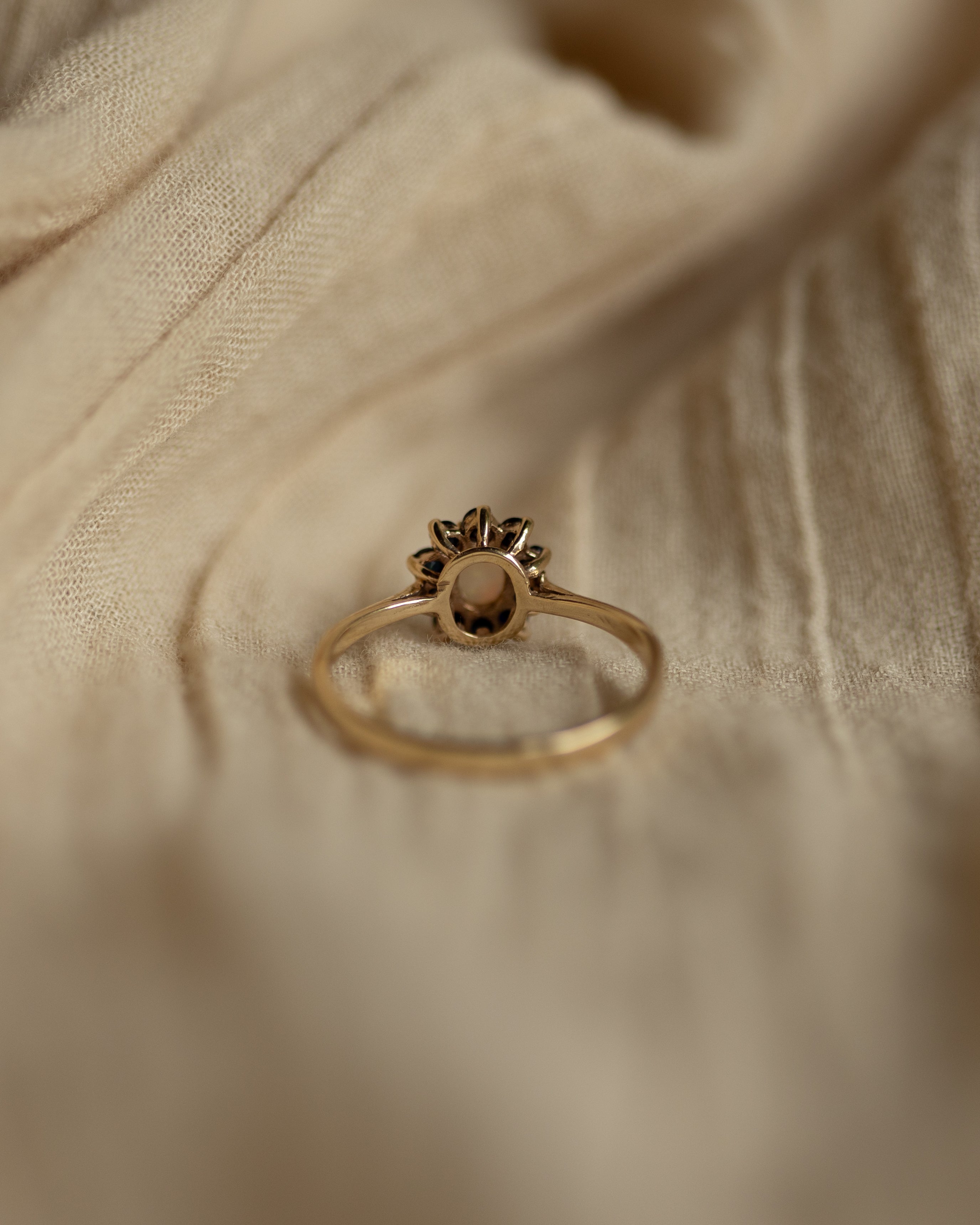 Wilma 1984 Vintage 9ct Gold Opal & Sapphire Cluster Ring
