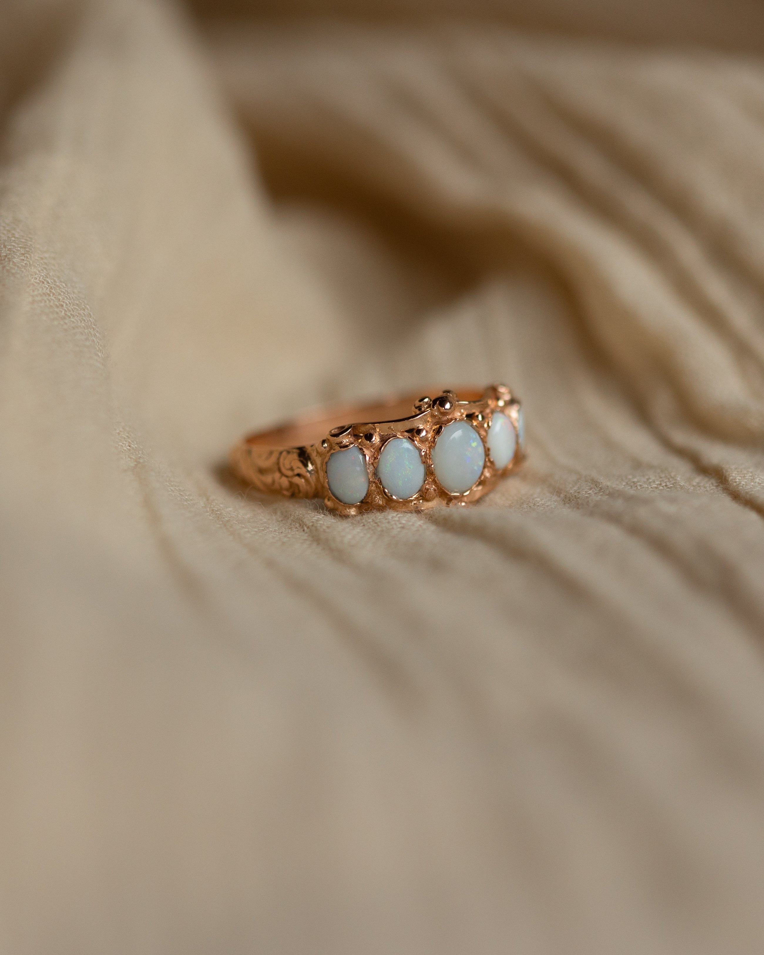 Reina 1990 Vintage 9ct Gold Opal Five Stone Ring