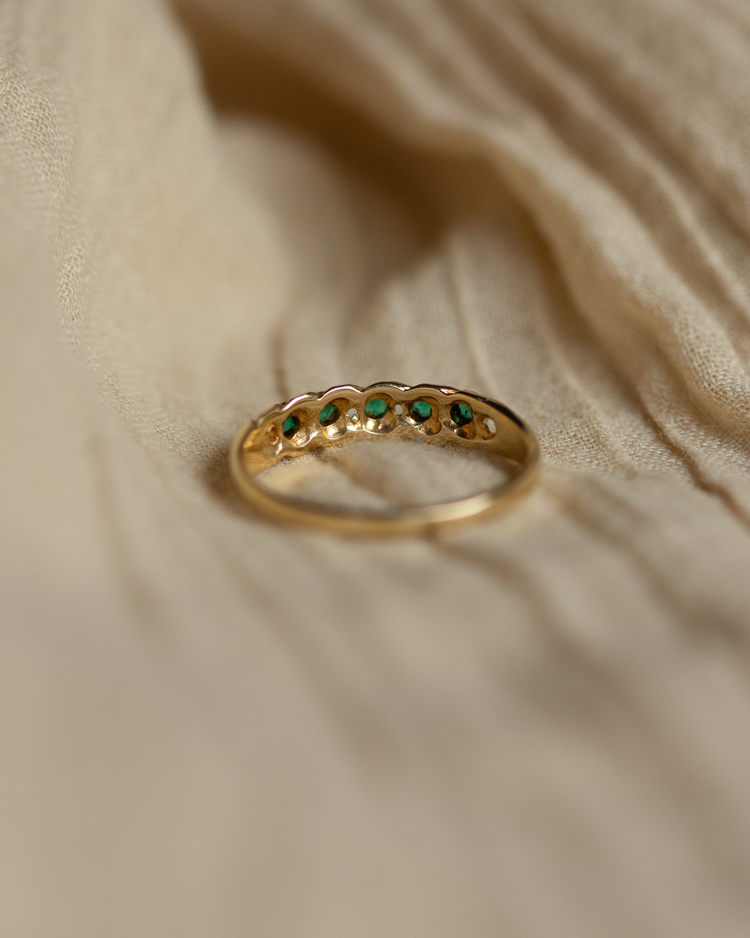 Mamie Vintage 9ct Gold Emerald Five Stone Ring