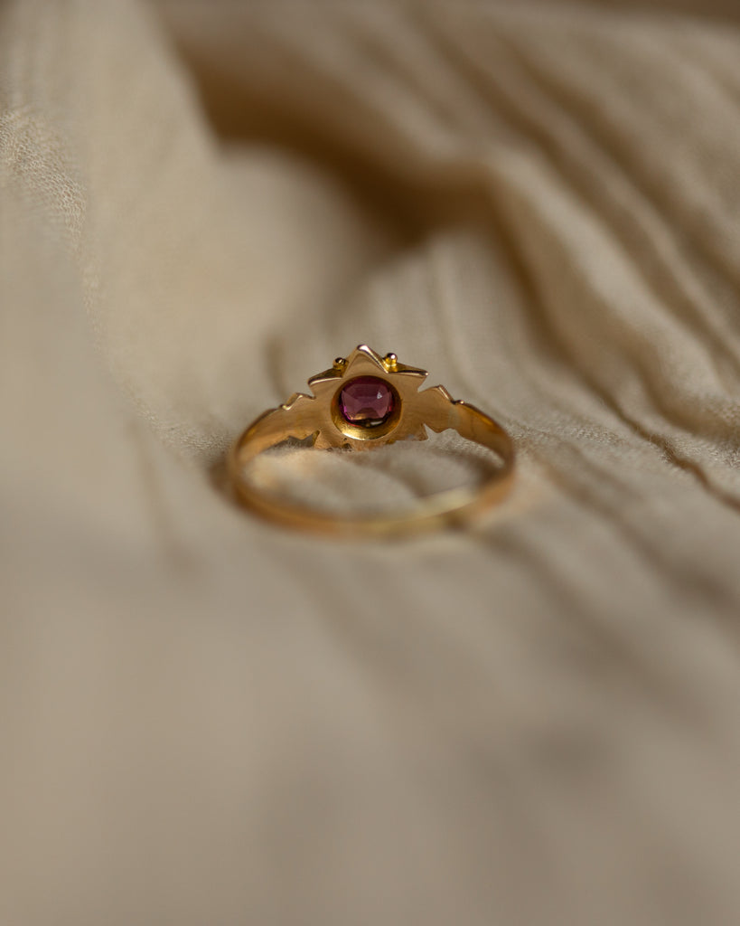 Agnes Victorian Antique 15ct Gold Ruby & Pearl Star Cluster Ring