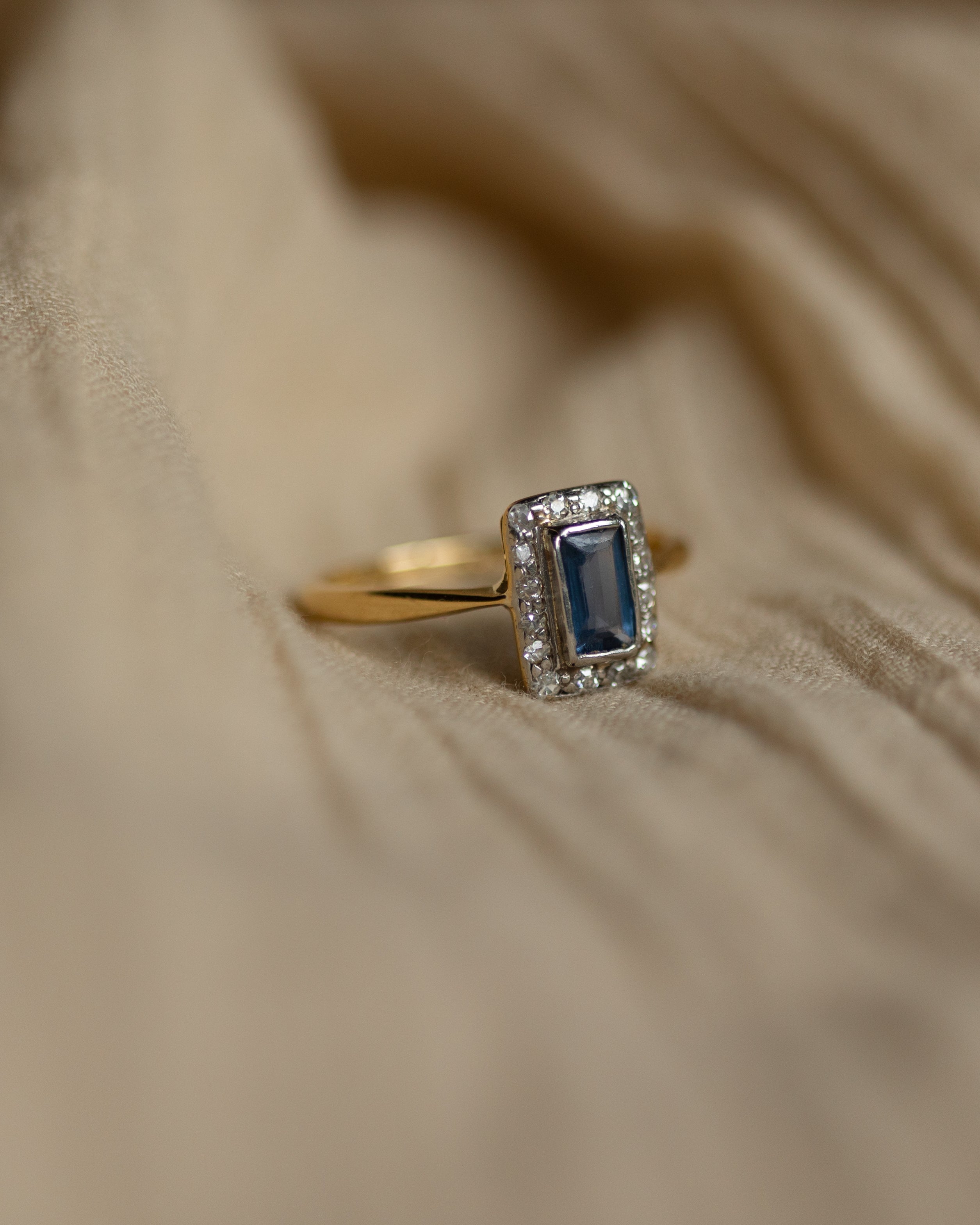 Lillian Antique 18ct Gold Sapphire & Diamond Cluster Ring