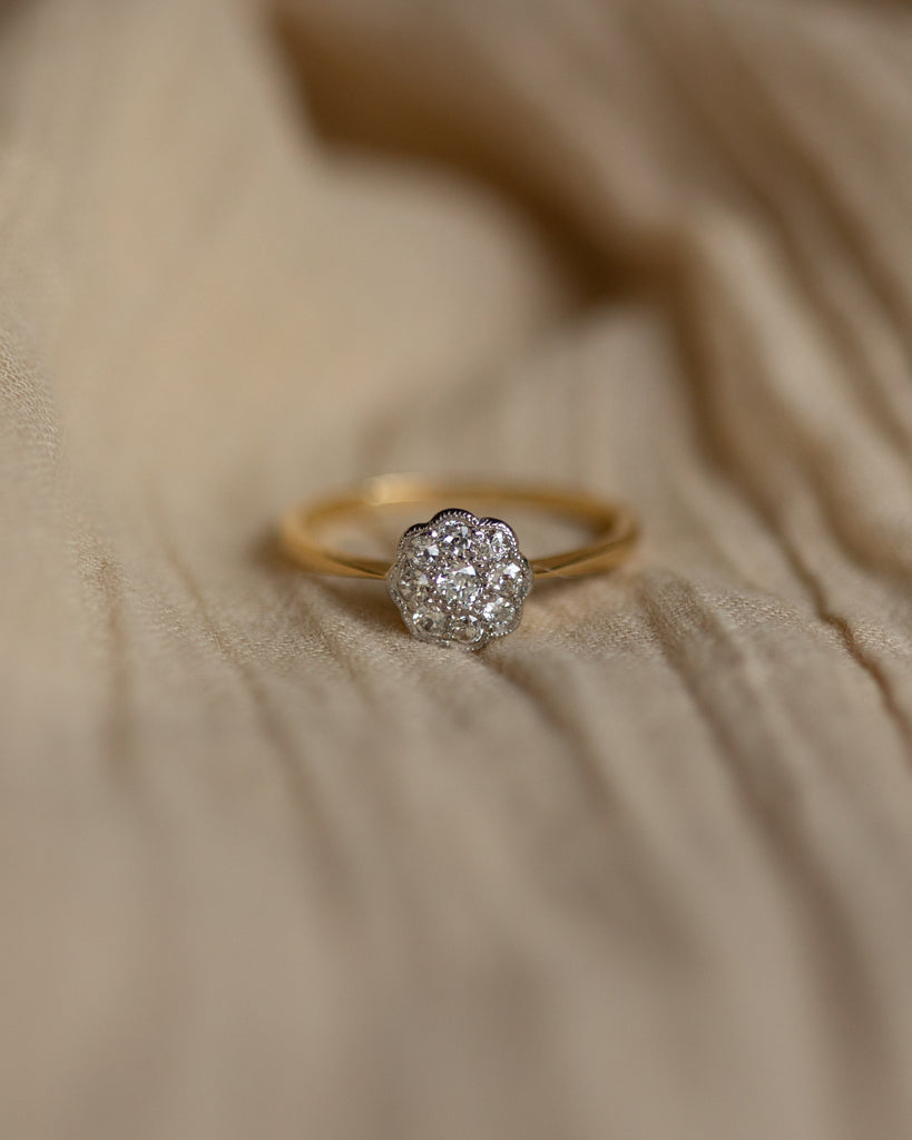 Catherine Antique 18ct Gold Diamond Daisy Cluster Ring
