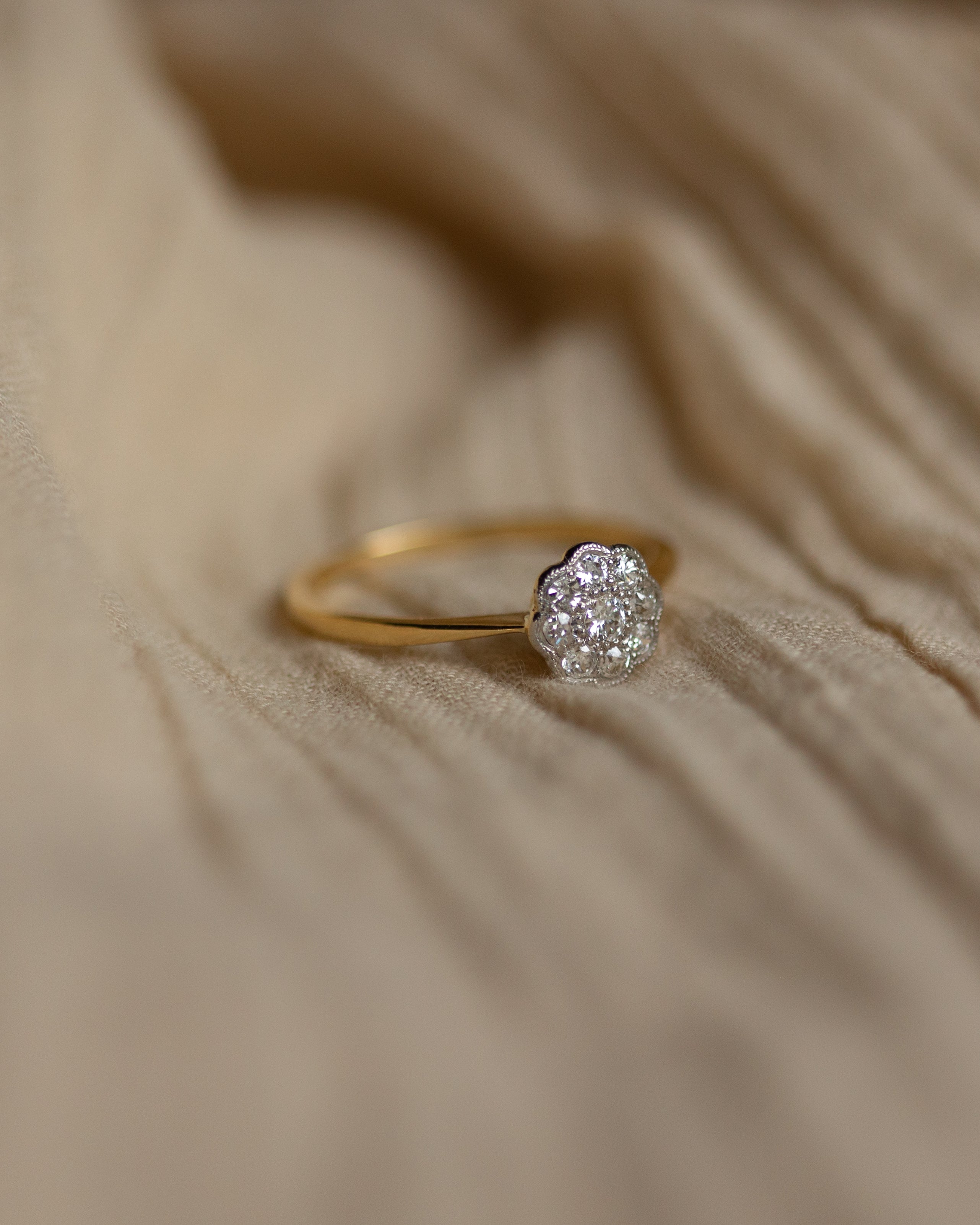 Catherine Antique 18ct Gold Diamond Daisy Cluster Ring